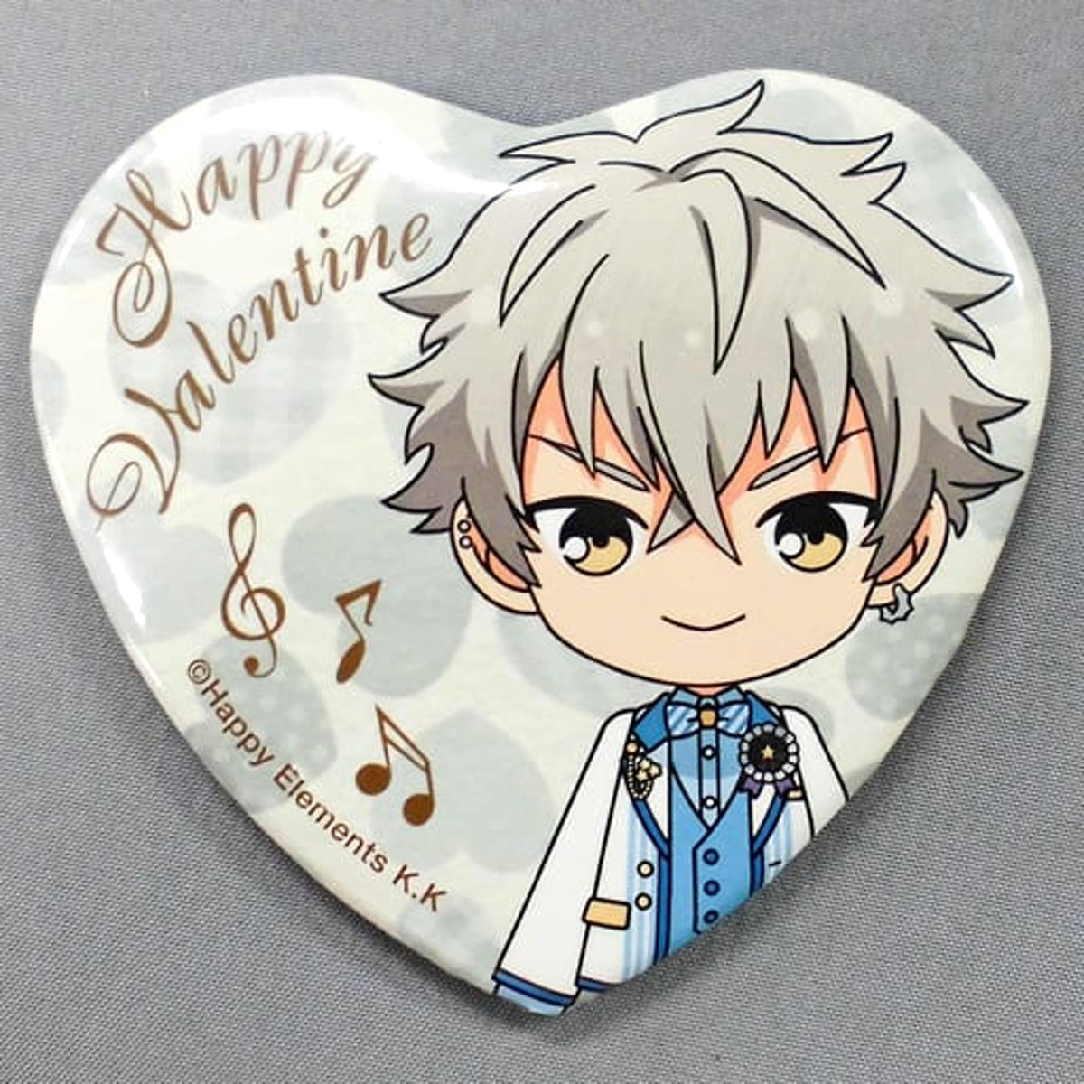 Ensemble Stars! Koga Ogami Valentine Heart Can Badge 3rd Anniversary Group A Valentine Marukaku Can Badge 2019 Ver. Purchase Bonus Buttons [USED]