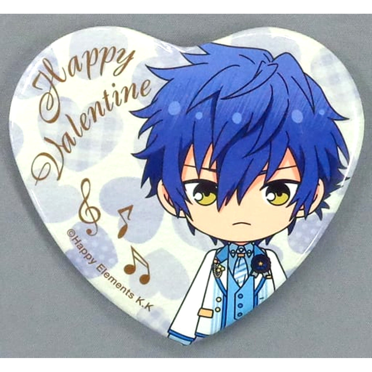 Ensemble Stars! Jun Sazanami Valentine Heart Can Badge 3rd Anniversary Group A Valentine Marukaku Can Badge 2019 Ver. Purchase Bonus Buttons [USED]