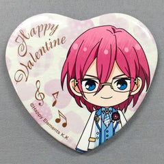 Ensemble Stars! Ibara Saegusa Valentine Heart Can Badge 3rd Anniversary Group B Valentine Marukaku Can Badge 2019 Ver. Purchase Bonus Buttons [USED]