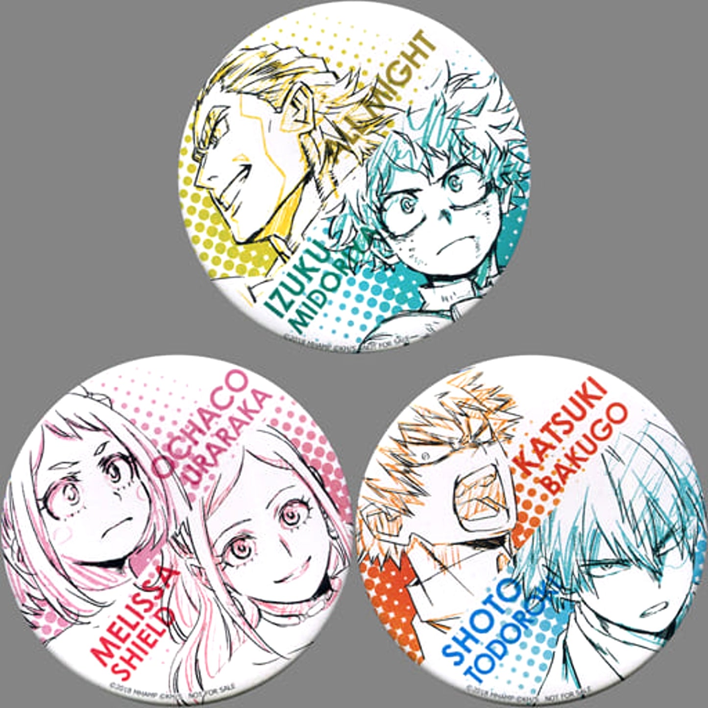 Set of 3 All Characters My Hero Academia THE MOVIE Two Heroes Bunkyodo Animega Purchase Bonus 76mm Big Button Blu-ray/DVD [USED]