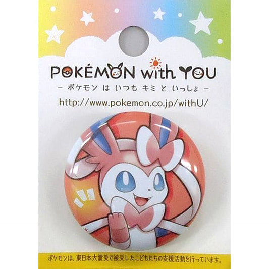 Pokemon Sylveon Nymphia with You Can Badge Itsumo Oen Arigato Pokemon Center Limited Buttons [USED]