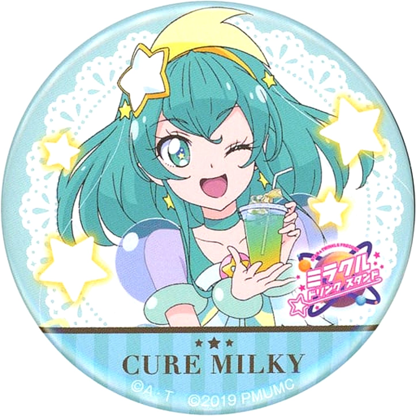 Cure Milky Precure Miracle Universe The Movie x Star Twinkle Precure Miracle Drink Stand x animate cafe Trading Badge [USED]