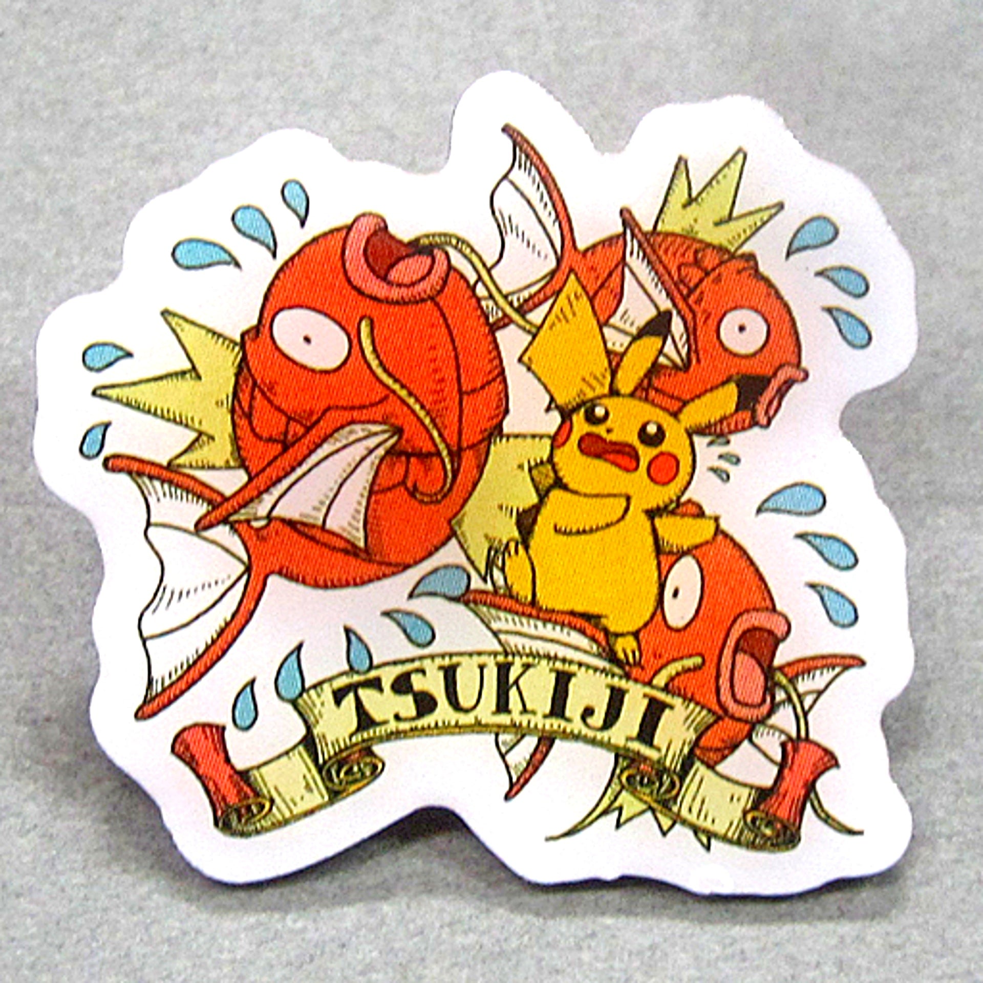 5 Tsukiji Pikachu Pokemon Walking Map Pins Collection Pokemon Center Limited [USED]