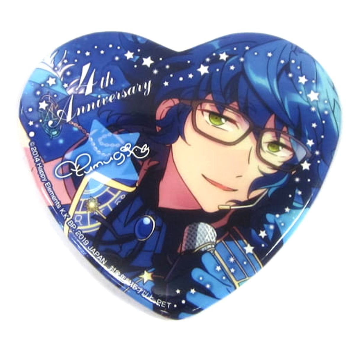 Ensemble Stars! Tsumugi Aoba Heart Shaped Big Can Badge 4th Anniversary Vol.2 Buttons [USED]