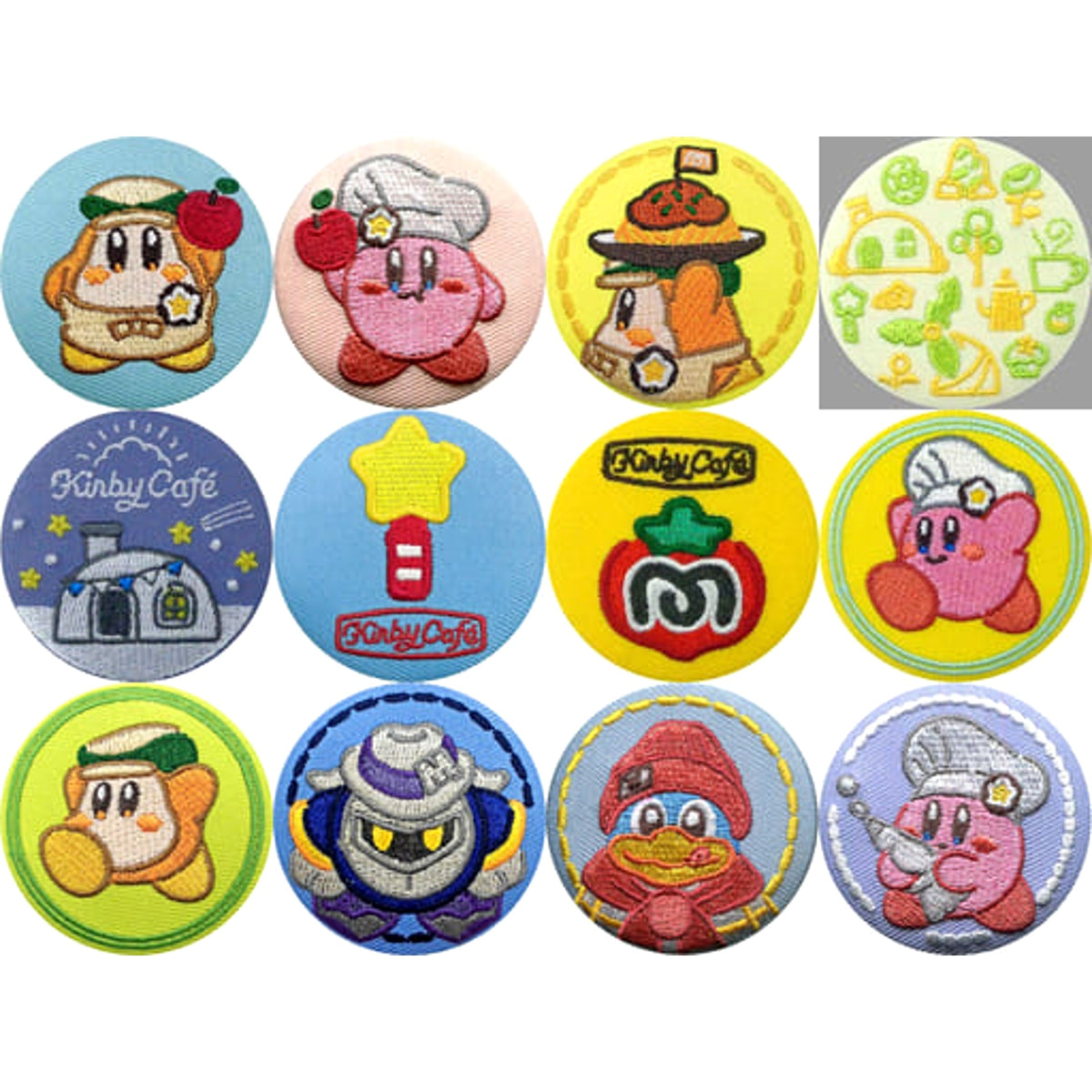 Kirby Waddle Dee & Others Kirby Cafe Chapter 2 Embroidery Badge Collection 2 Kirby Cafe Part 2 Limited All 12 Types Set Buttons [USED]