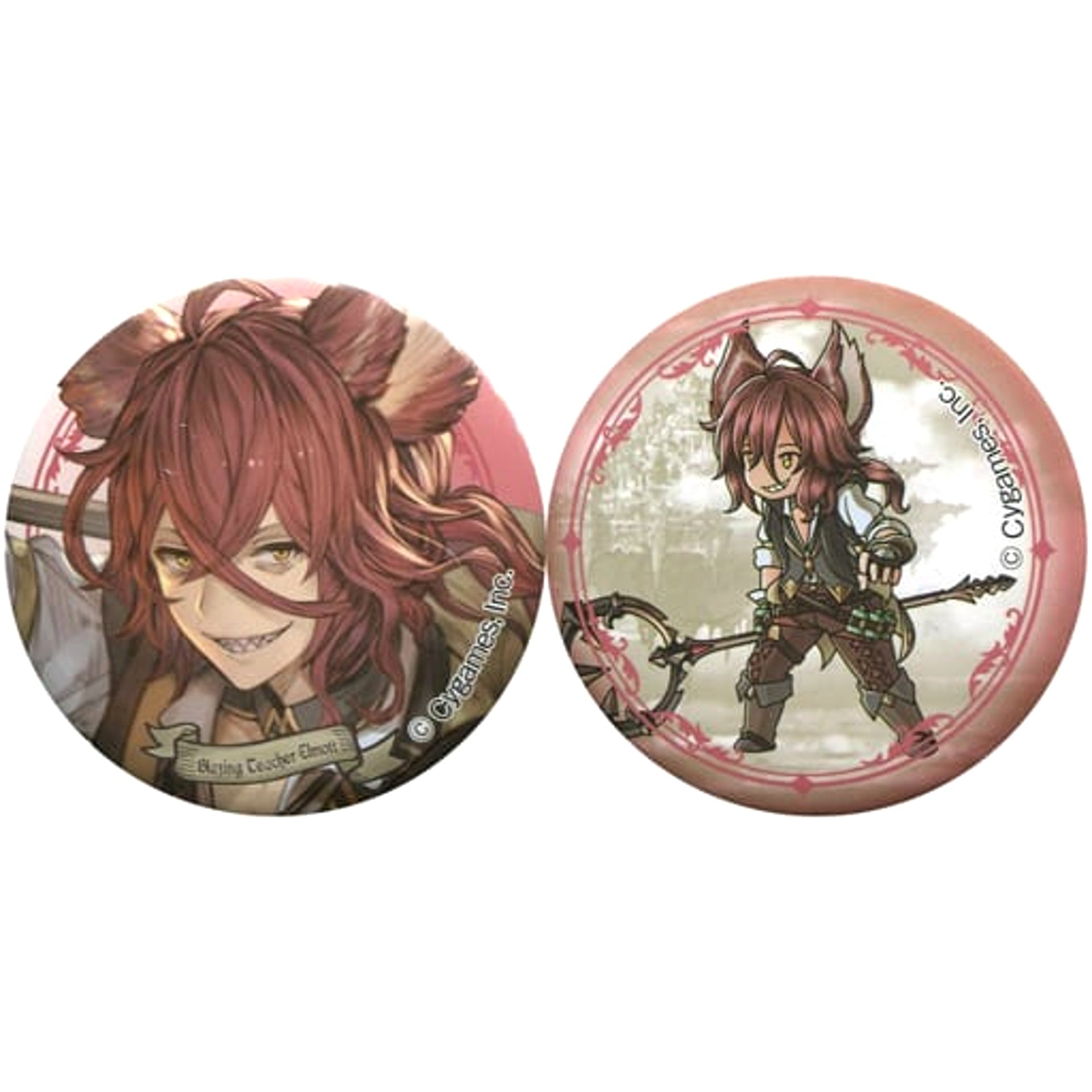 Granblue Fantasy Elmott Blazing Teacher Atari Kuji Part 2 Can Badge Set Set of 2 Buttons [USED]