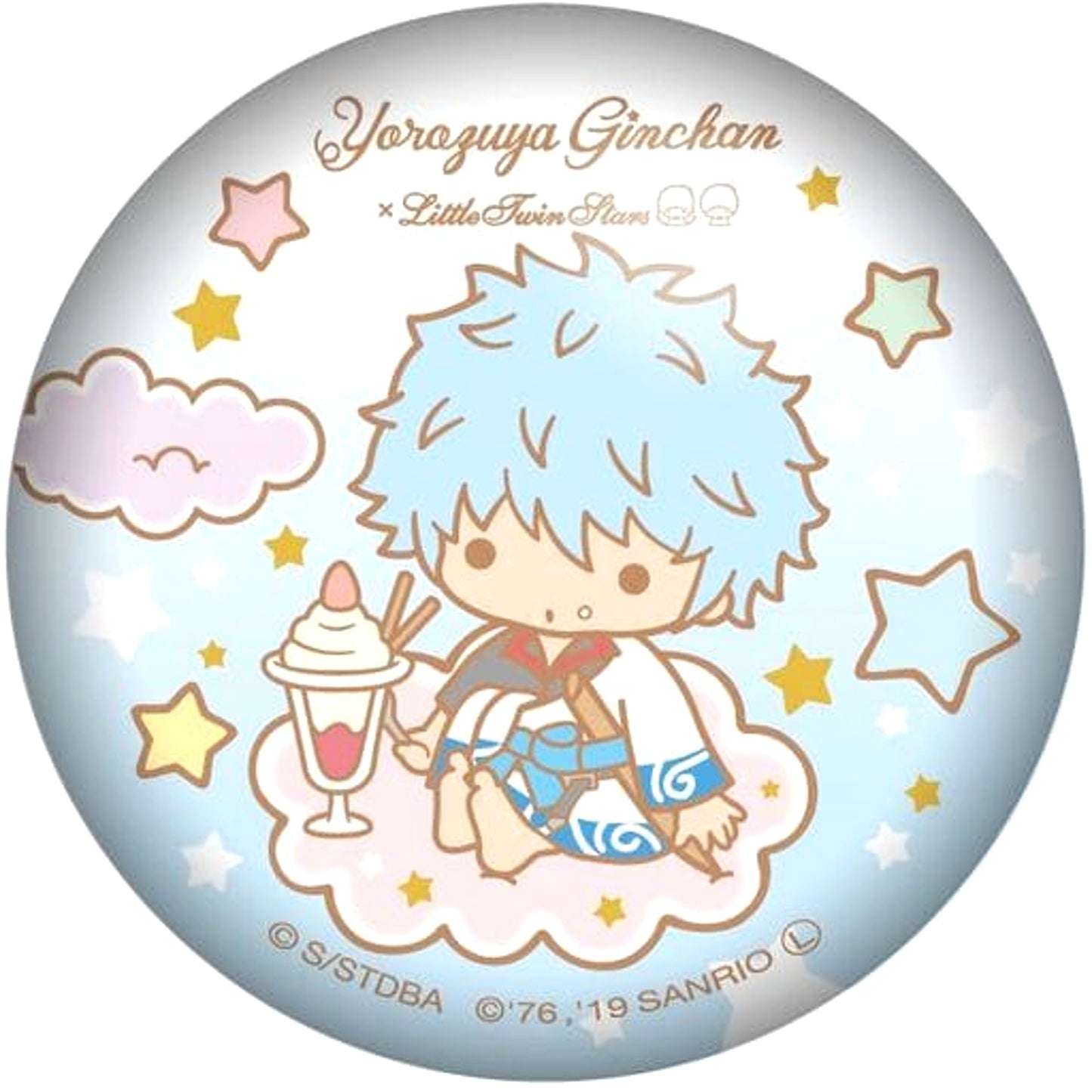 Gintama Gintoki Sakata Puni Puni Can Badge Sanrio Characters Collaboration Buttons [USED]