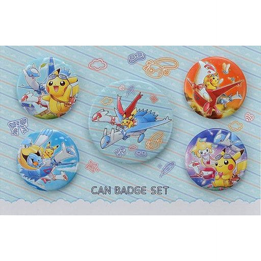 Set of 5 Pikachu & Latias & Latios Pokemon Riding on Latias Latios Button Set Pokemon Center Ltd [USED]