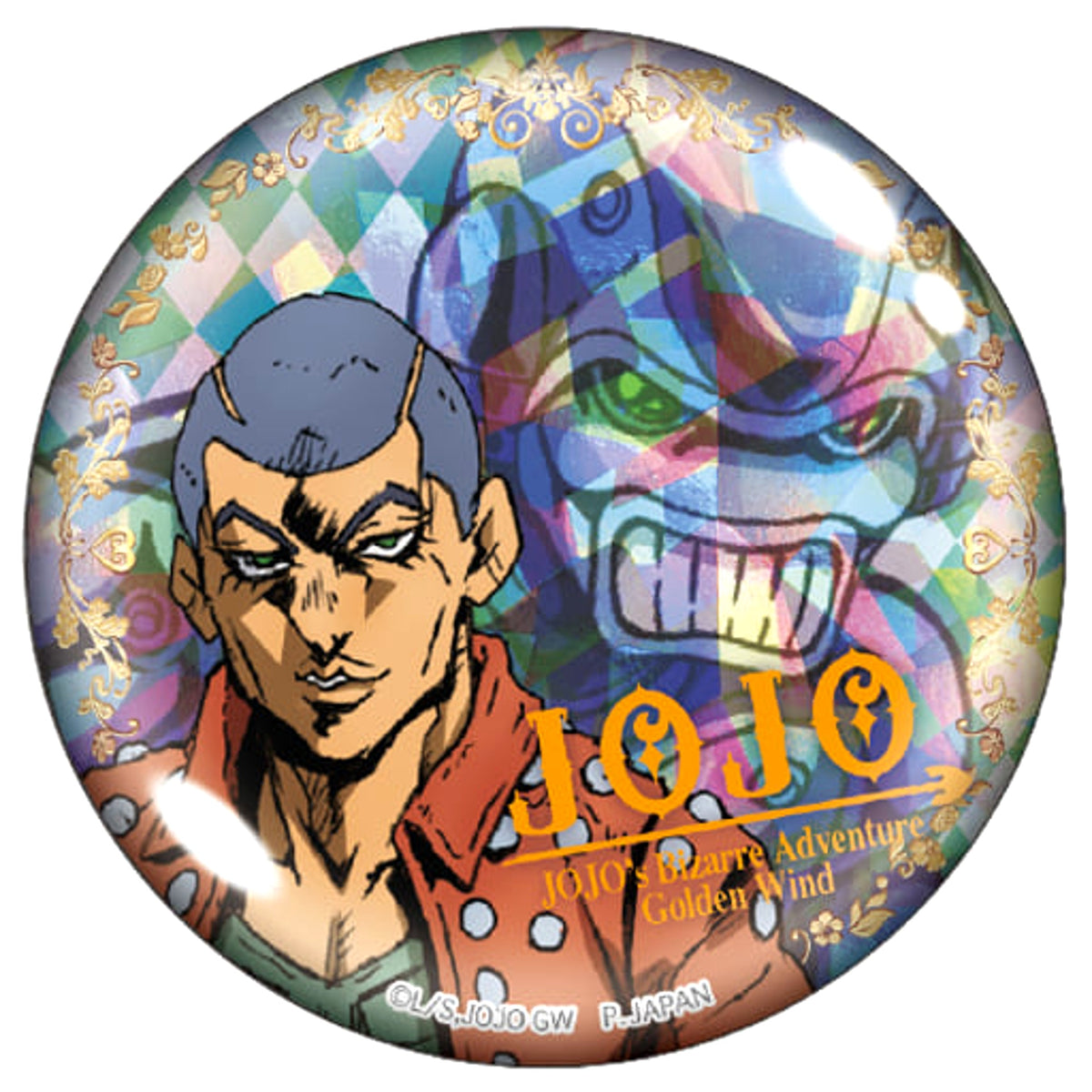 JoJo's Bizarre Adventure Part 5: Golden Wind Formaggio Crystal Light Badge Buttons [USED]