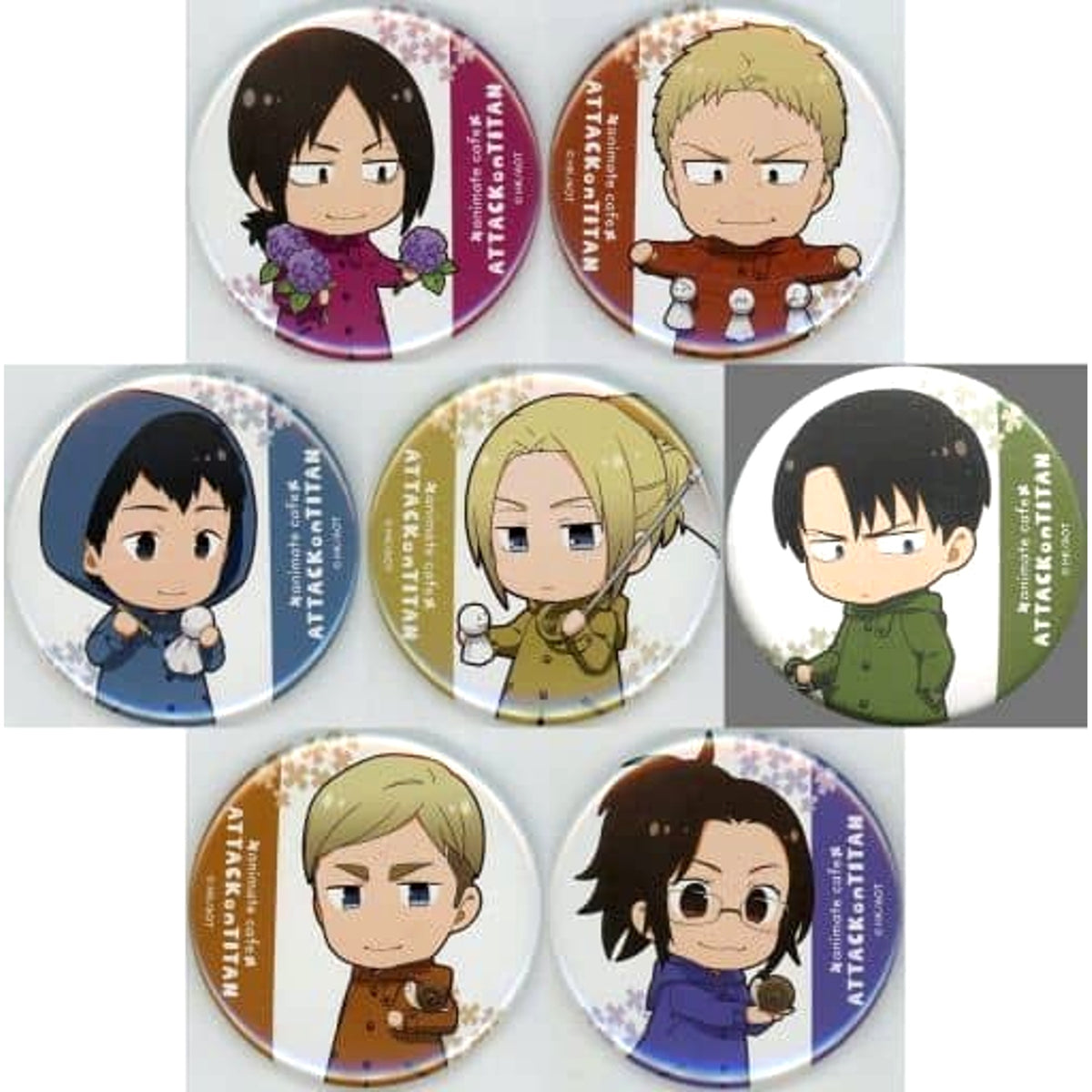 Attack on Titan Season 3 Part.2 X animatecafe Ymir & Others Trading Can Badge Group B All 7 Types Set Buttons [USED]