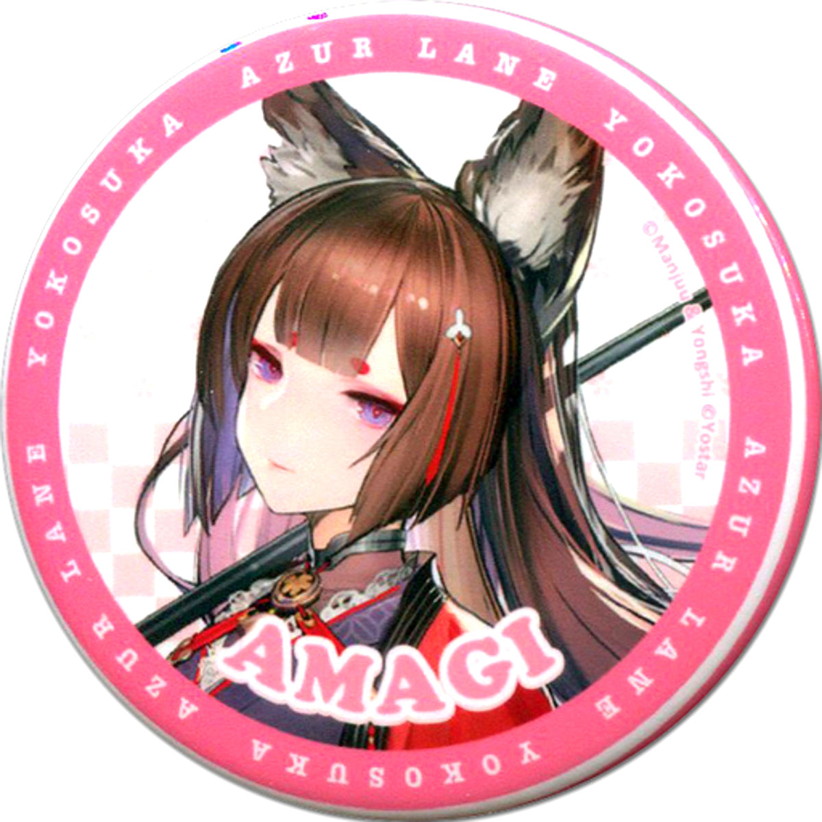 Amagi World of Warships x Azur Lane Miss Mikasa Yokosuka Walking Trading Button [USED]