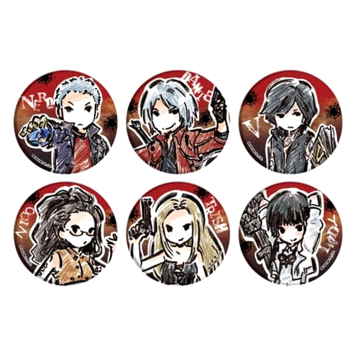 Devil May Cry 5 Dante & Others Graff Art Can Badge 01 All 6 Types Set Buttons [USED]