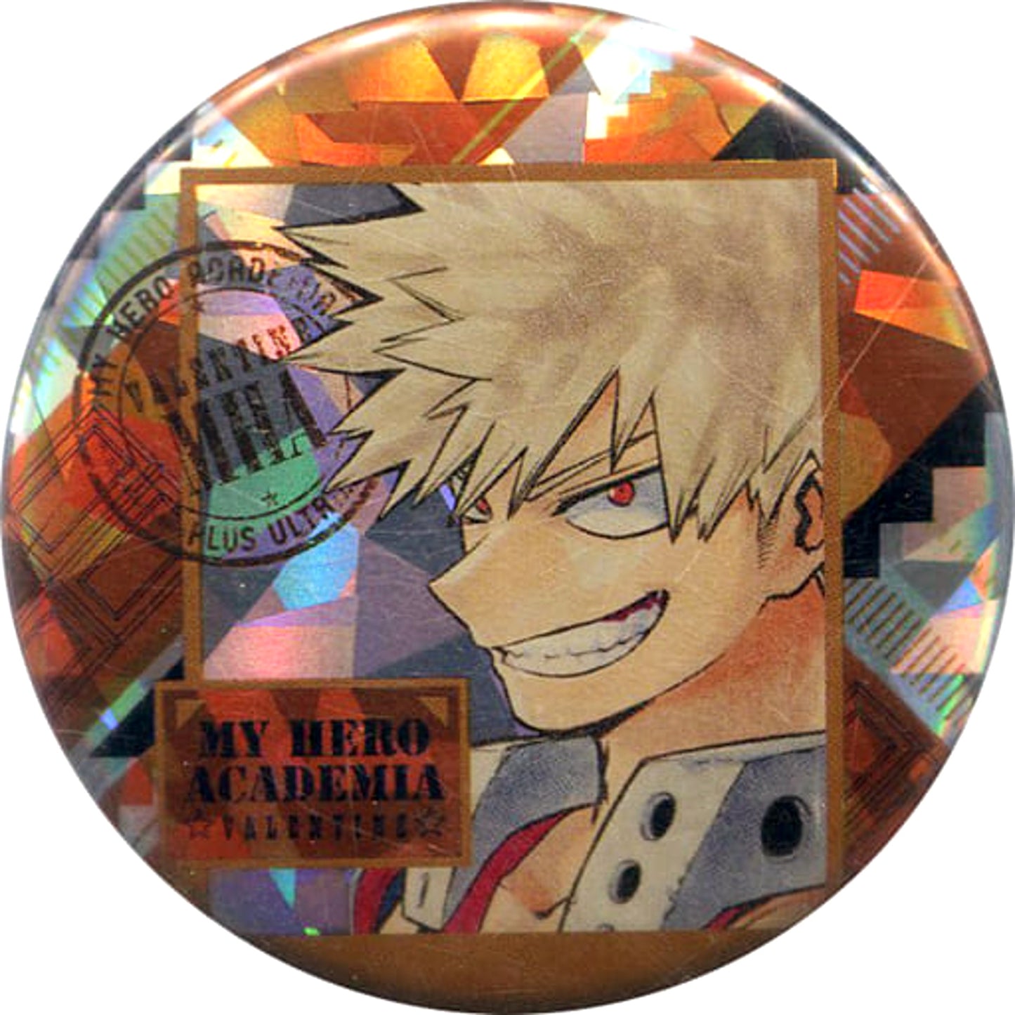 Katsuki Bakugo My Hero Academia Chocolate & Partial Holo Button [USED]