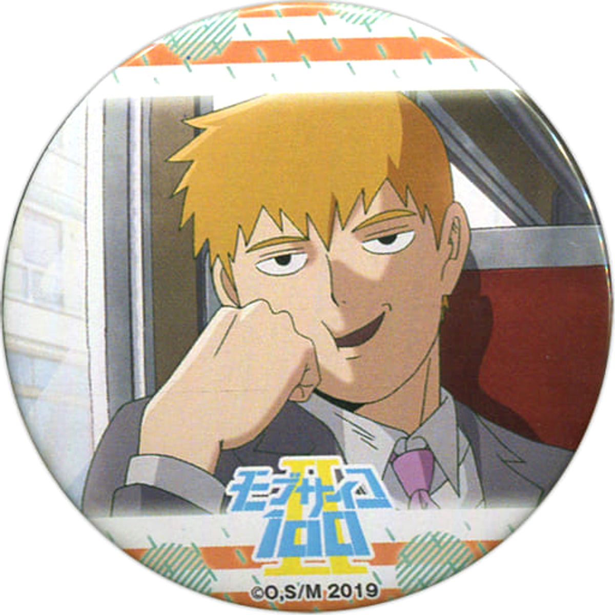 Mob Psycho 100 Season 2 Arataka Reigen #02 Resting Under Their Chin Webkuji Scene Picture Can Badge Prize F-2 Buttons [USED]