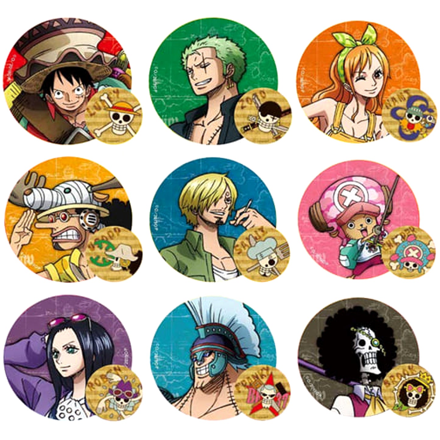 One Piece Roronoa Zoro & Others Changing Can Badge All 9 Types Set Buttons [USED]