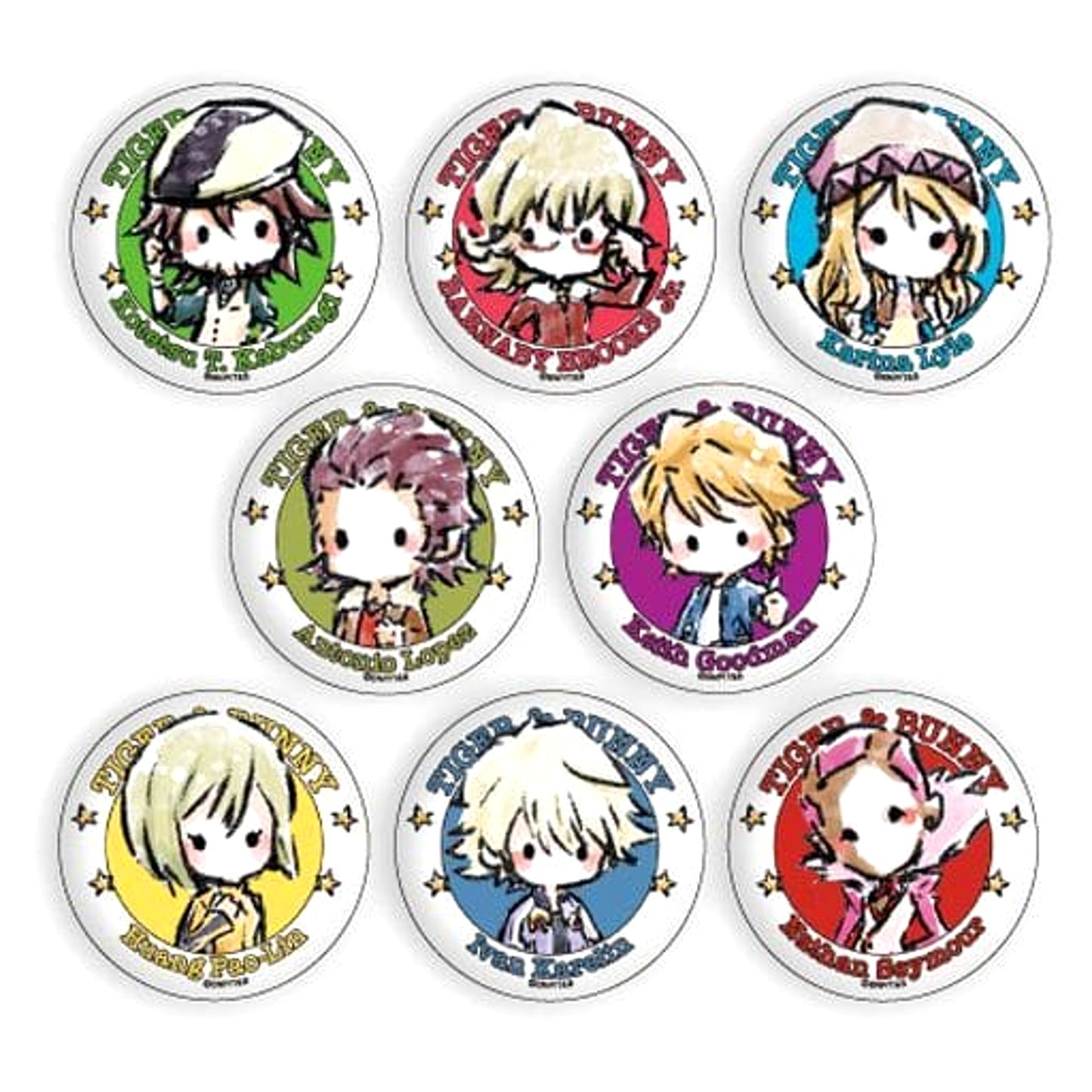 Kaburagi T Kotetsu & Others Tiger & Bunny All 8 Types Set Graph Art Design Button 2 [USED]