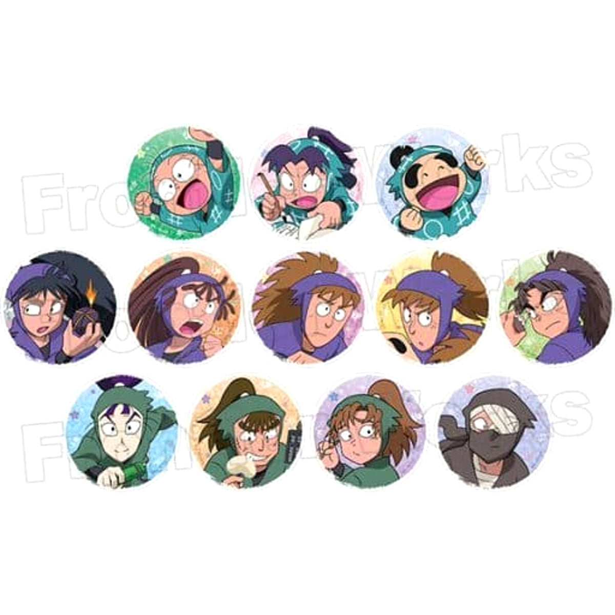 Nintama Rantaro Rantaro Inadera & Others Jacket Can Badge Collection Step in Study All 12 Types Set Buttons [USED]