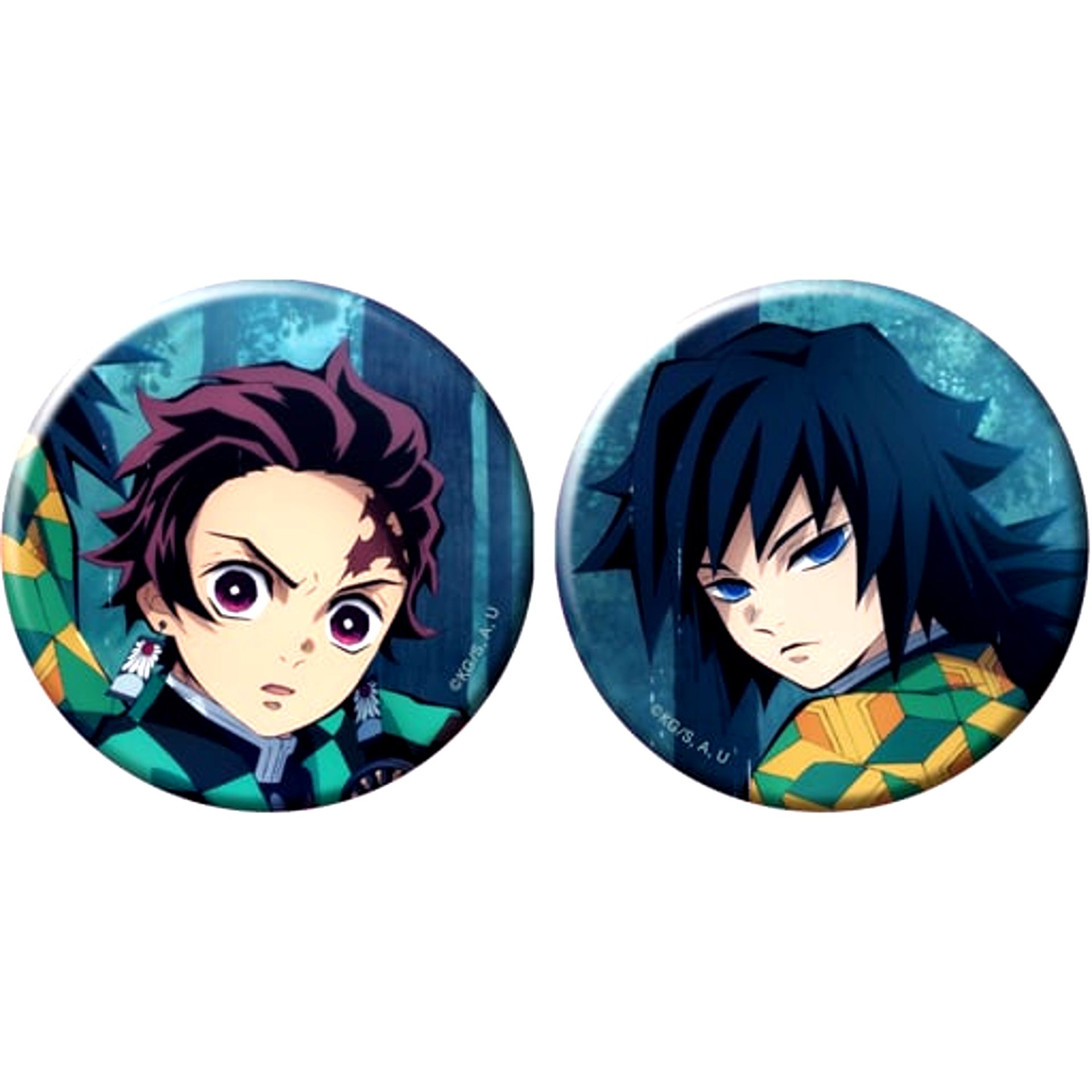 Set of 2 Tanjiro x Giyu Button Set Demon Slayer [USED]