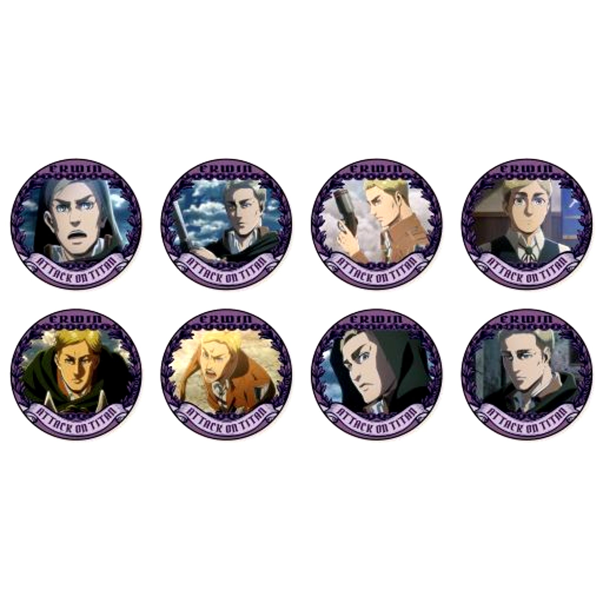 All 8 Types Set Attack on Titan Trading Badge Erwin Special Part 1 [USED]