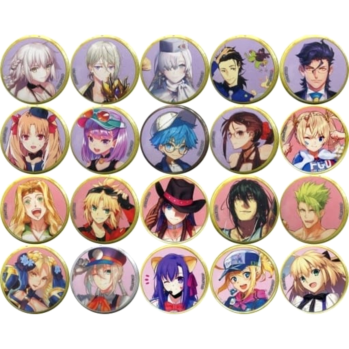 Fate/Grand Order Caster/Anastasia & Others Spirit Origin Summon Can Badge Fes.2019 Newly Drawn Servant A Fes. 2019 Caldea Park Limited All 20 Types Set Buttons [USED]