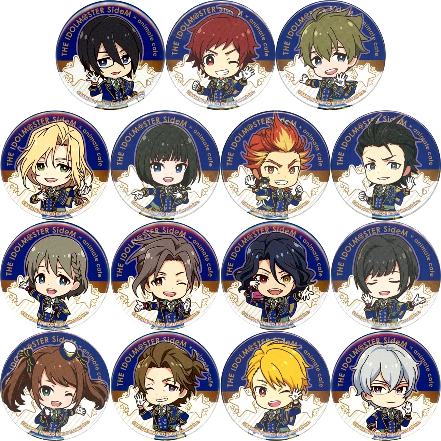 Set of 15 The Idolmaster SideM x animatecafe Trading Badge 5th Anniversary Ver. Group A [USED]