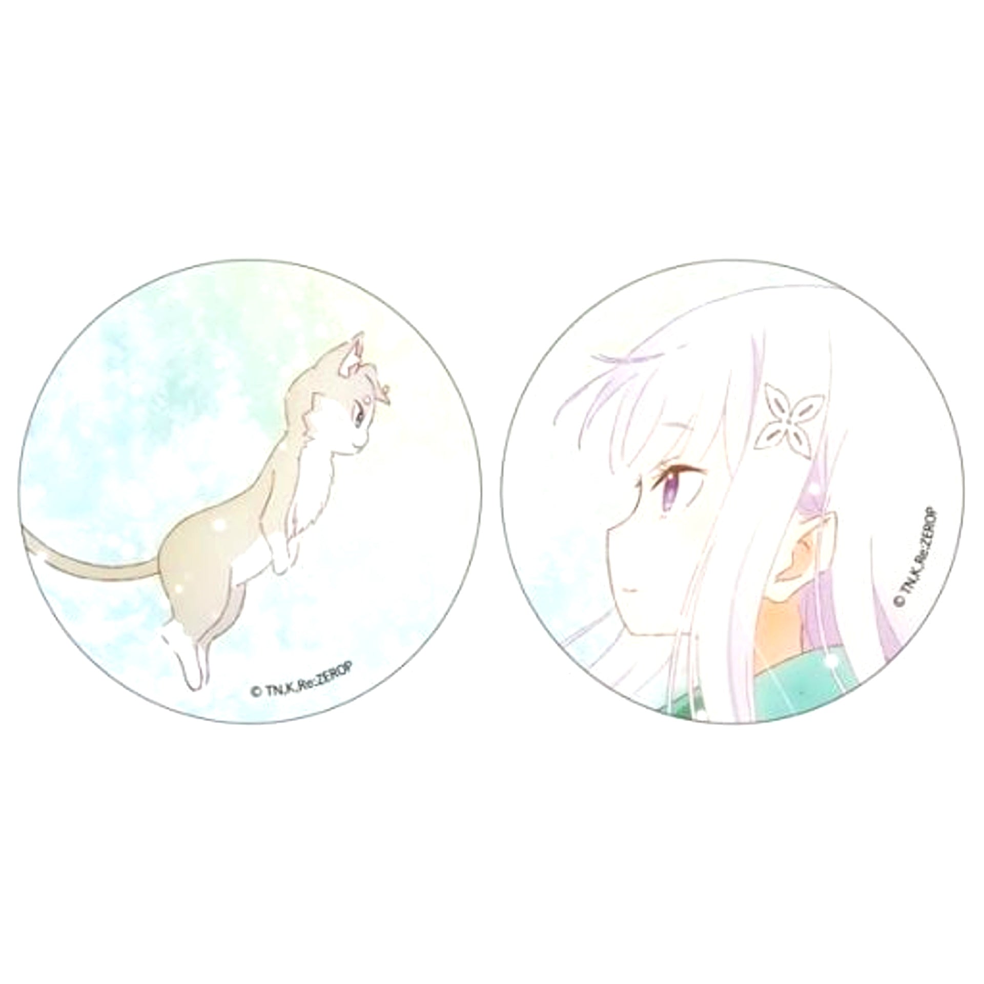 Set of 2 Emilia and Puck Re:ZERO Starting Life in Another World Button Set [USED]