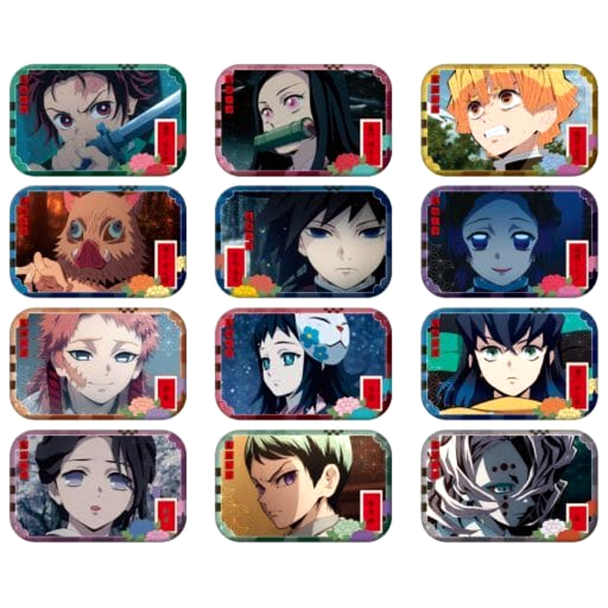 Demon Slayer: Kimetsu no Yaiba Nezuko Kamado & Others Round Squiare Can Badge 2 All 12 Types Set Buttons [USED]
