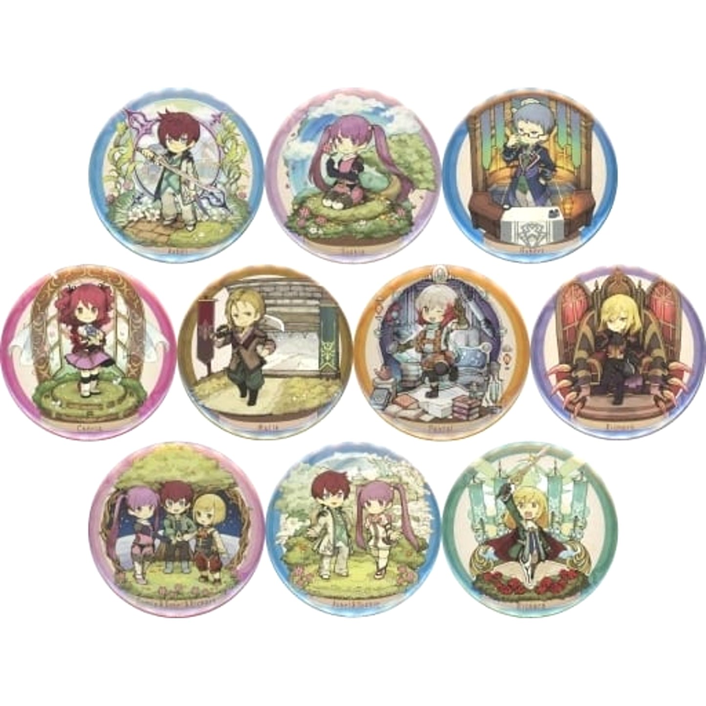 Tales of Graces f Asvel Land & Others Character Chronicle Trading Can Badge All 10 Types Set Buttons [USED]