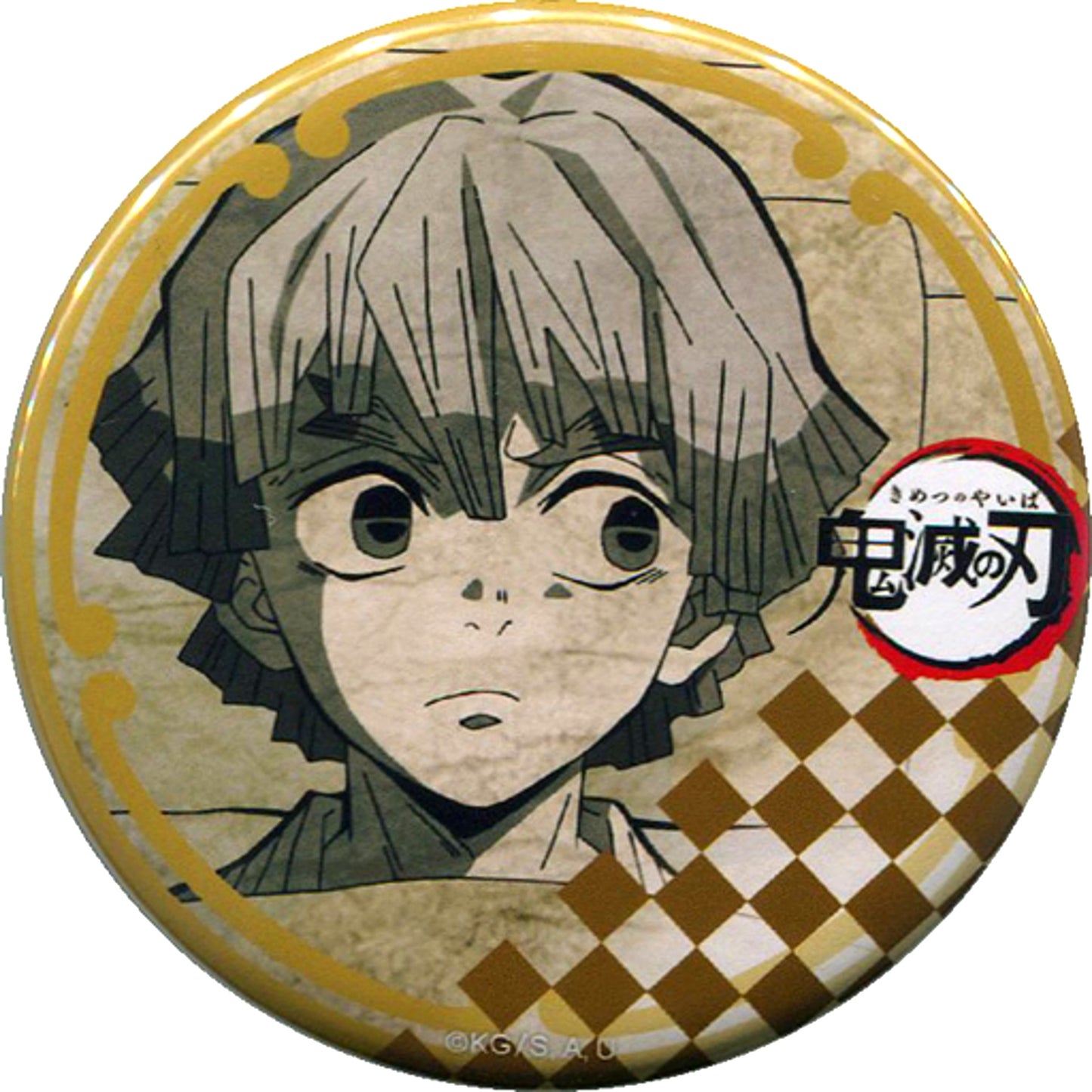 Zenitsu Agatsuma Lying down Demon Slayer 56mm Button Otanoshimi Kuji Prize ufotable DINING 3rd Season [USED]