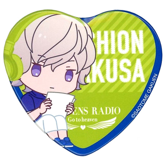Shion Amakusa Uta no Prince Sama He Vens Radio Go To Heaven Trading Heart Shaped Can Badge [USED]