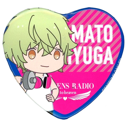 Yamato Hyuga Uta no Prince Sama He Vens Radio Go To Heaven Trading Heart Shaped Can Badge [USED]