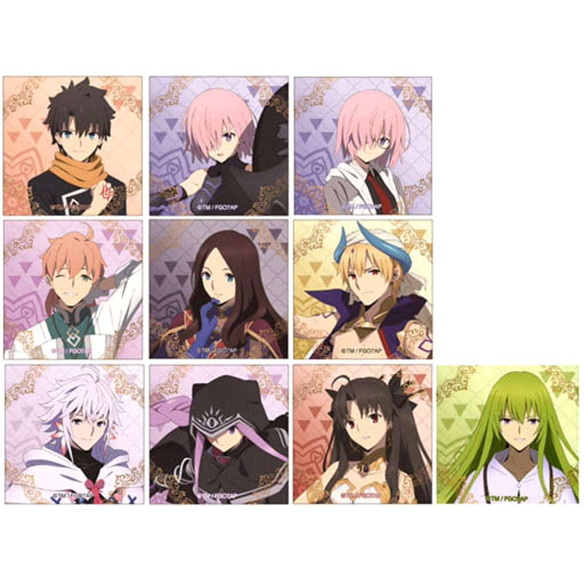 Fate/Grand Order: Absolute Demonic Front - Babylonia Caster/Gilgamesh & Others Square Can Badge All 10 Types Set Buttons [USED]