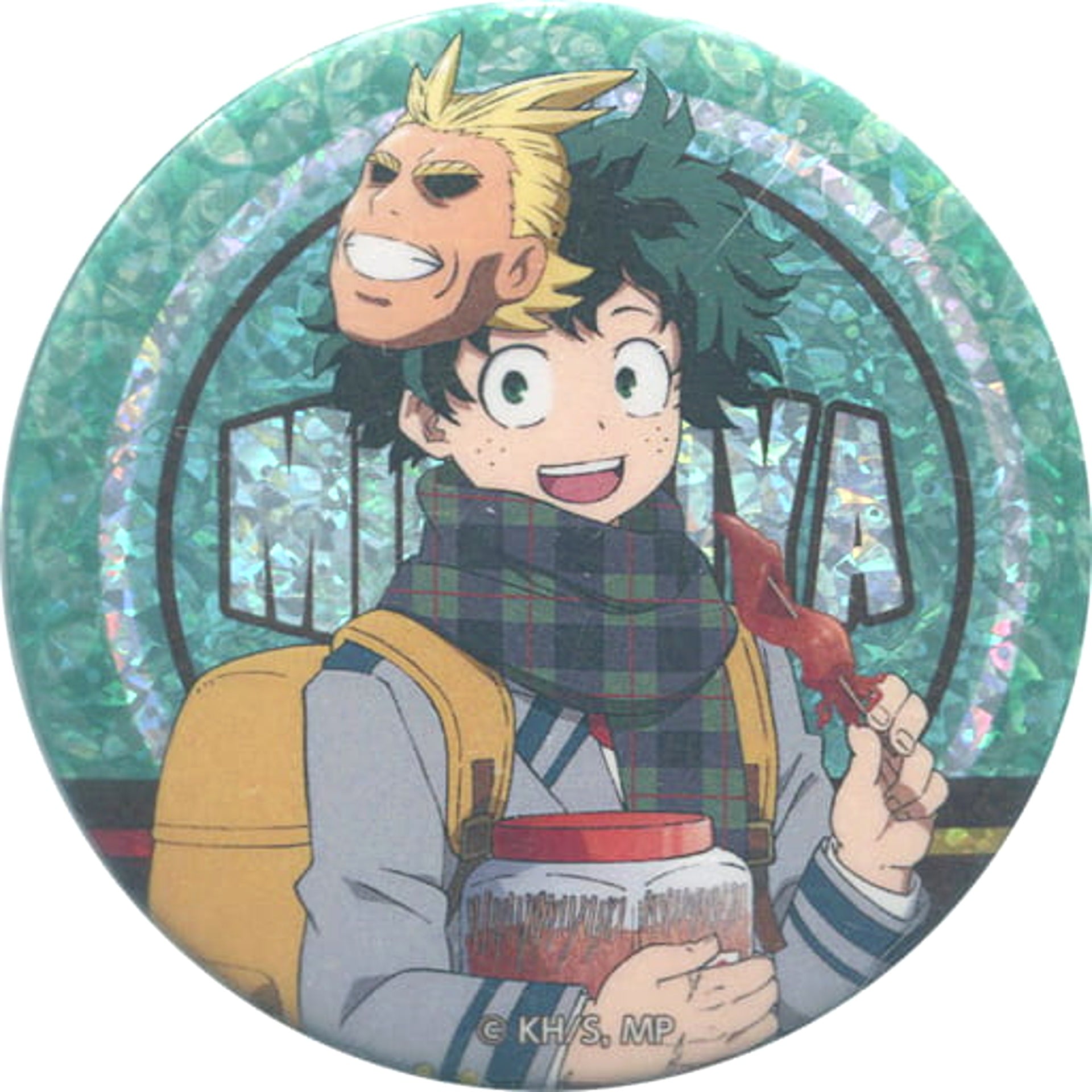 My Hero Academia Izuku Midoriya Hologram Can Badge Dagashi Ver. Sega Collaboration Cafe Limited Buttons [USED]
