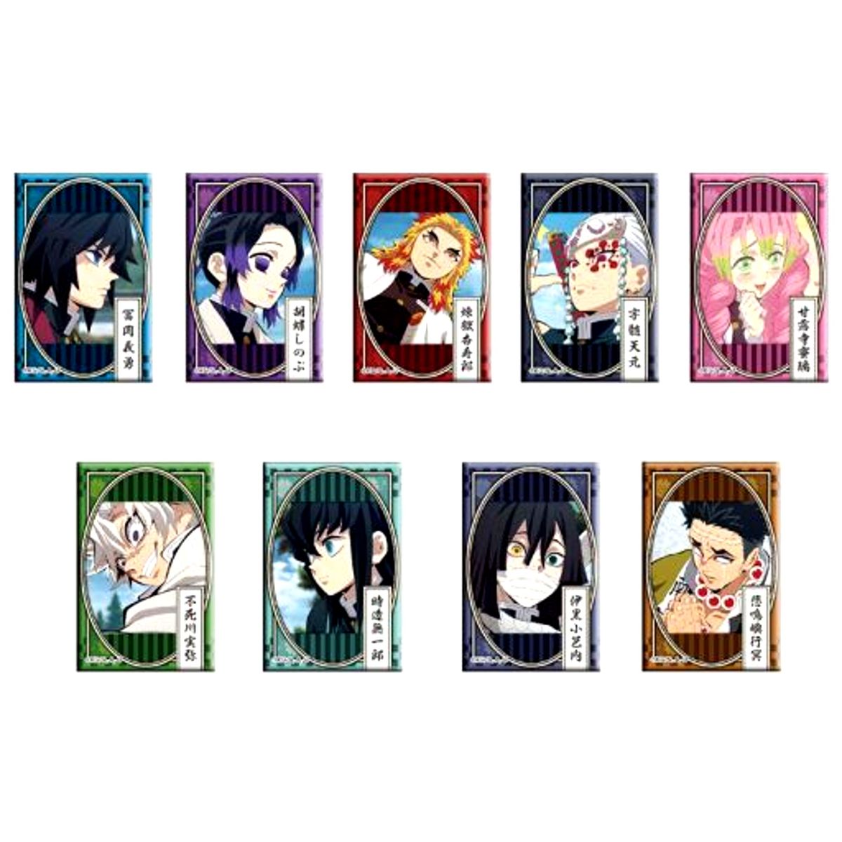 Set of 9 Demon Slayer: Kimetsu no Yaiba Square Can Badge Type B [USED]