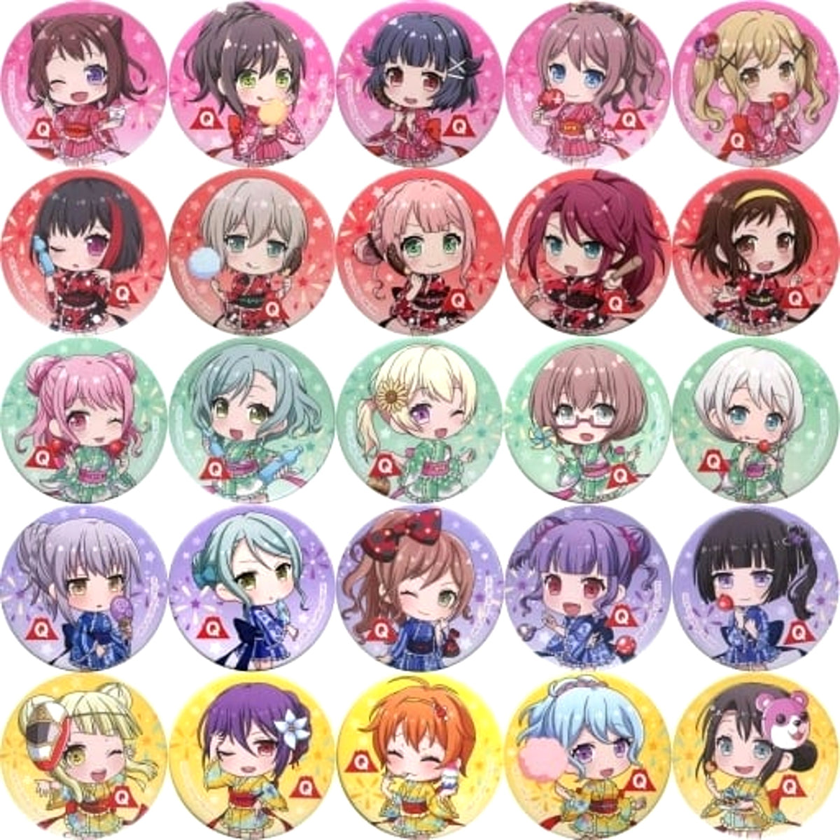 Bang Dream! Girls Band Party! Rimi Ushigome & Others Newly Drawn Mini Characters Fuji-Q Highland Limited All 25 Types Set Buttons [USED]