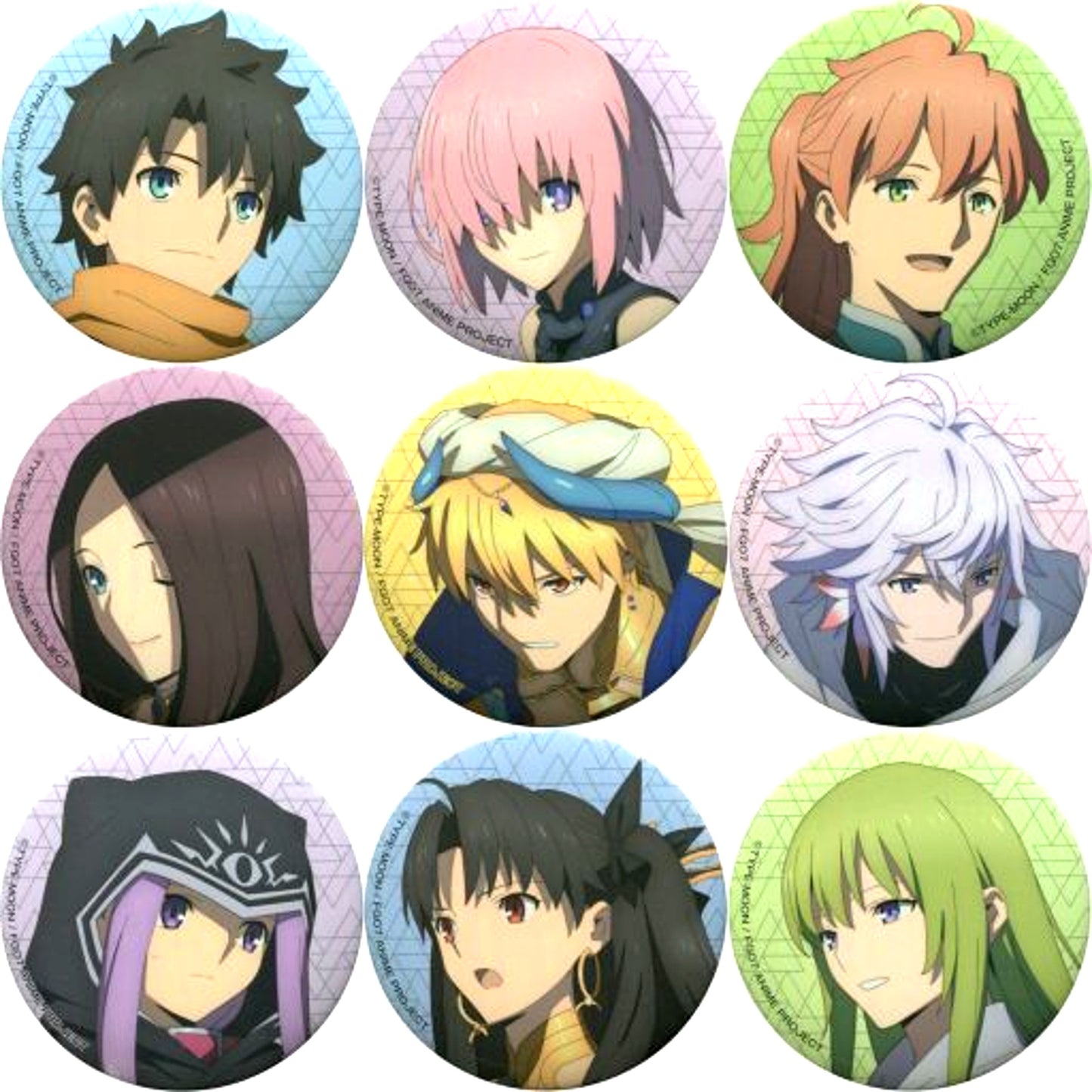 Set of 9 Fate/Grand Order Absolute Demonic Front Babylonia Button Sega UFO Catcher Play Bonus [USED]