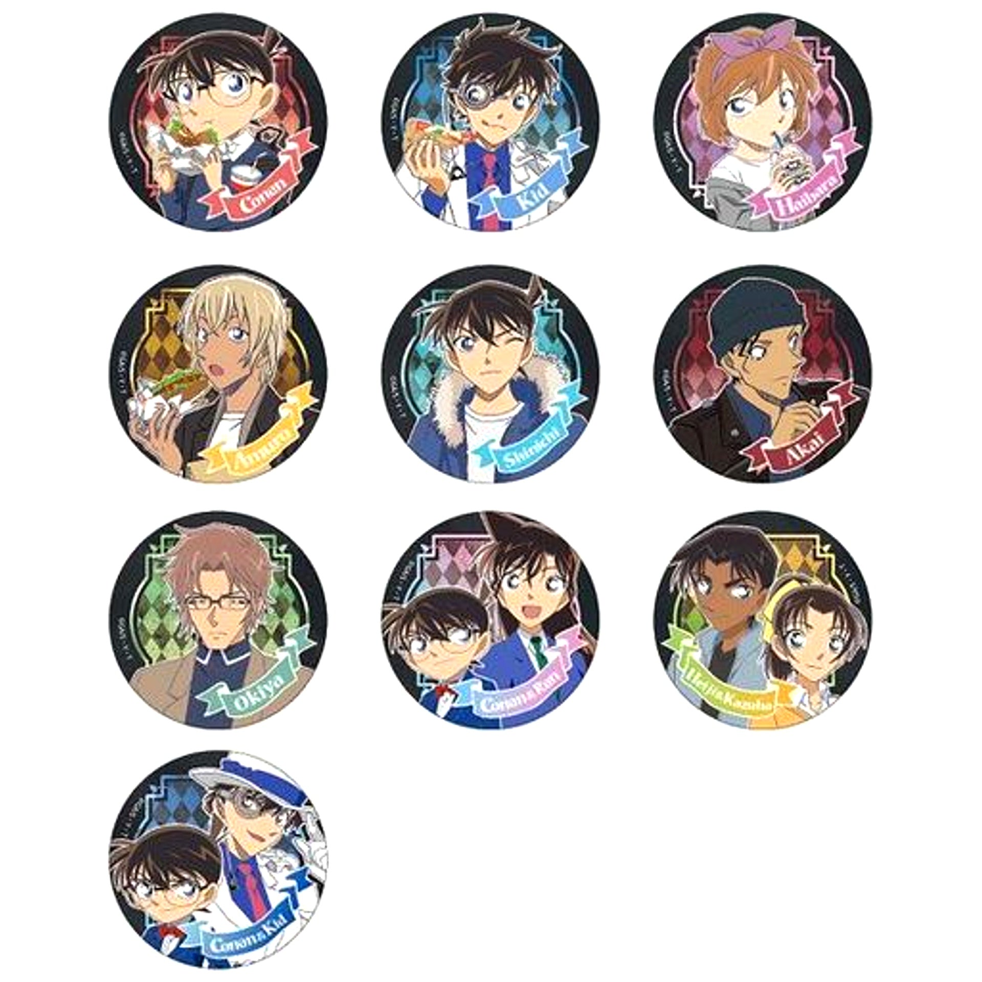 Set of 10 Detective Conan Trading Button [USED]