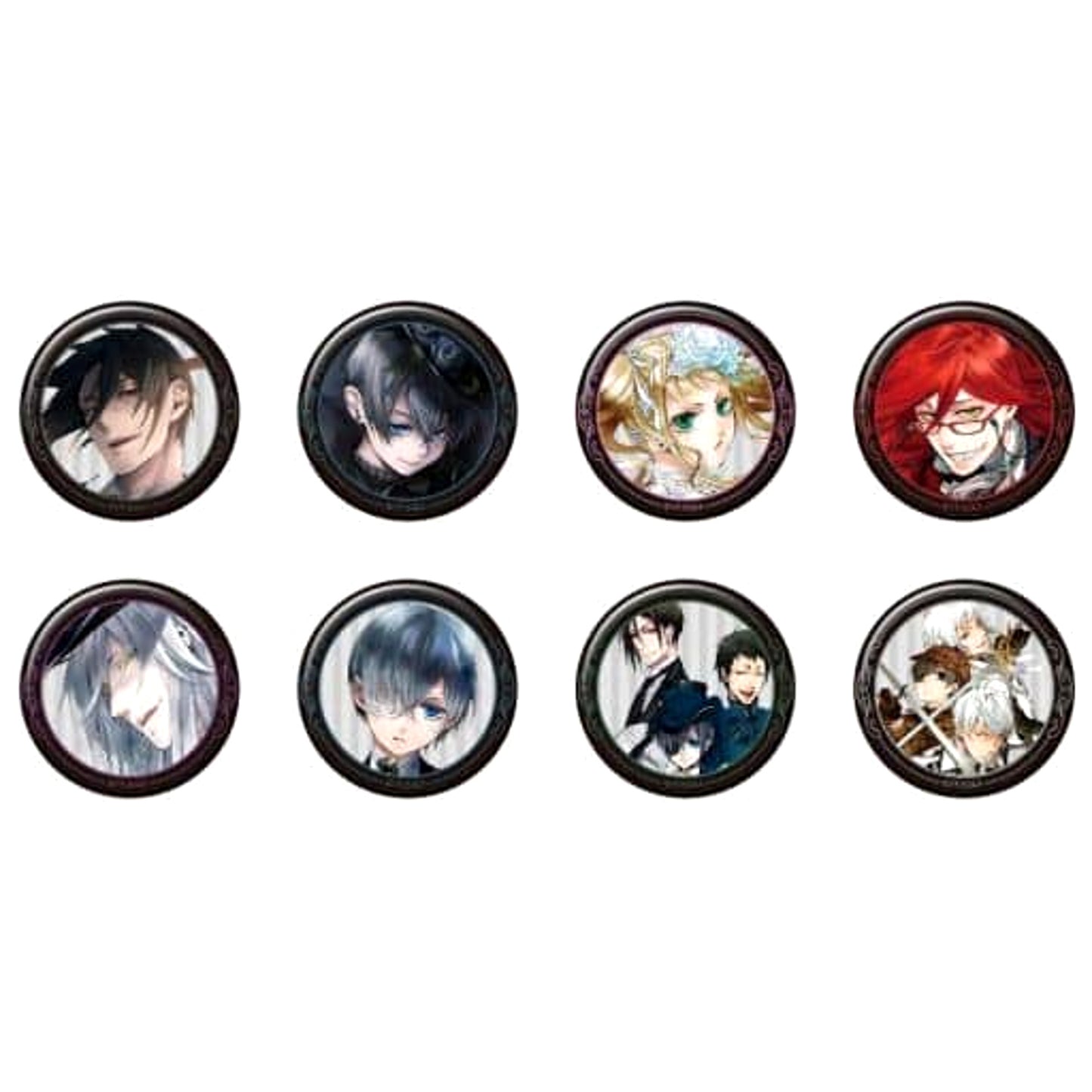 Black Butler Sebastian Michaelis & Others Original Version Character Badge Collection All 8 Types Set Buttons [USED]