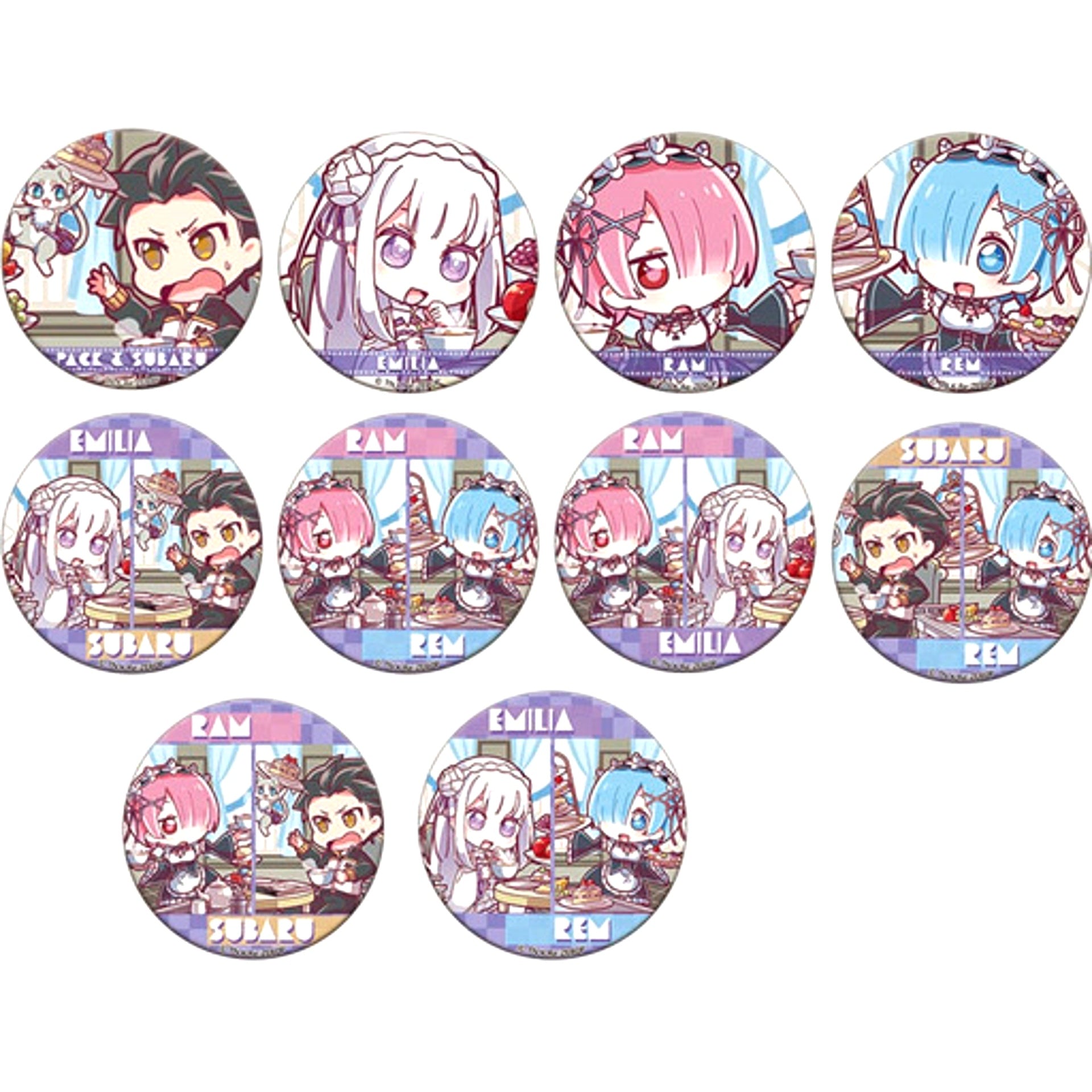Set of 10 Re:ZERO Starting Life in Another World One Scene Trading Button [USED]