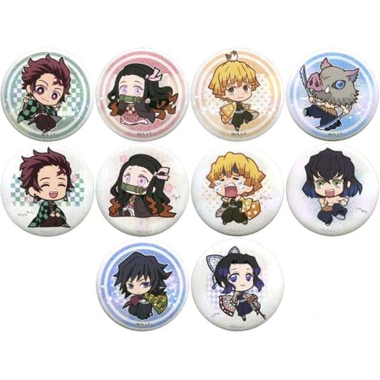 Demon Slayer: Kimetsu no Yaiba Tanjiro Kamado & Others Good Luck! Trading Can Badge All 10 Types Set Buttons [USED]