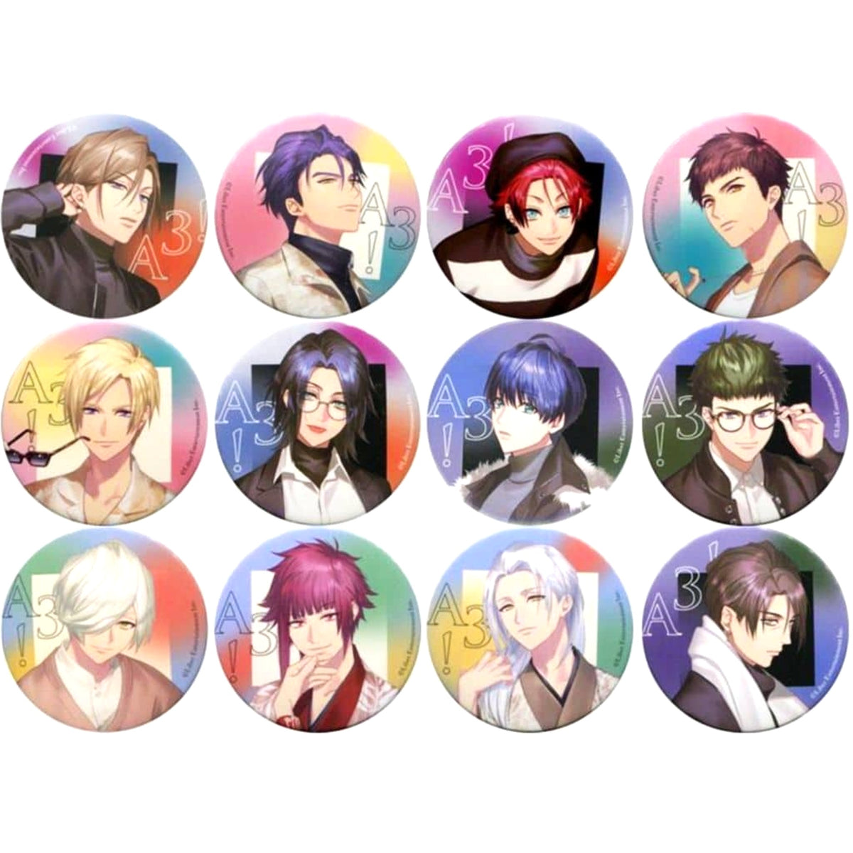 A3! Banri Settsu & Others Autumn Group & Winter Group animate Girls Festival 2019 Limited All 12 Types Set Buttons [USED]