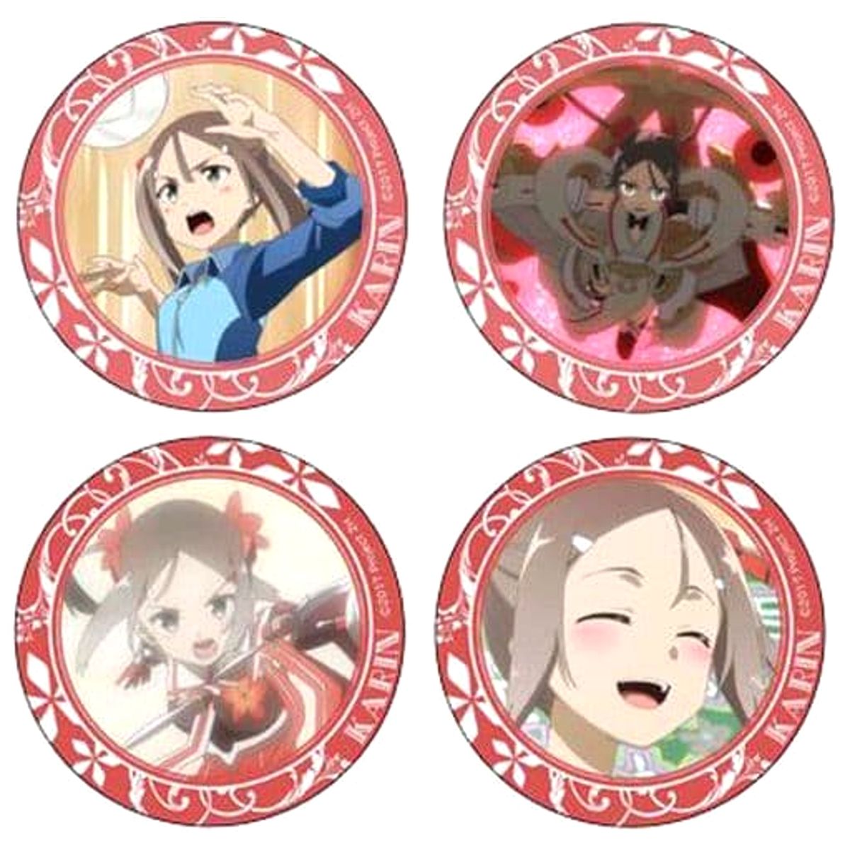 Yuna Yuki is a Hero Karin Miyoshi Recommended Character Can Badge Set Set of 4 Buttons [USED]