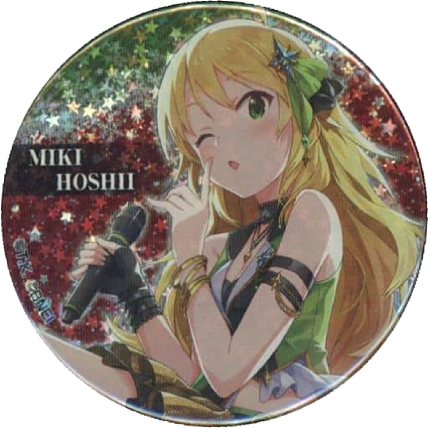 THE IDOLM@STER Miki Hoshii Hologram Trading Can Badge Part 1 B Tokyu Hands Limited Buttons [USED]