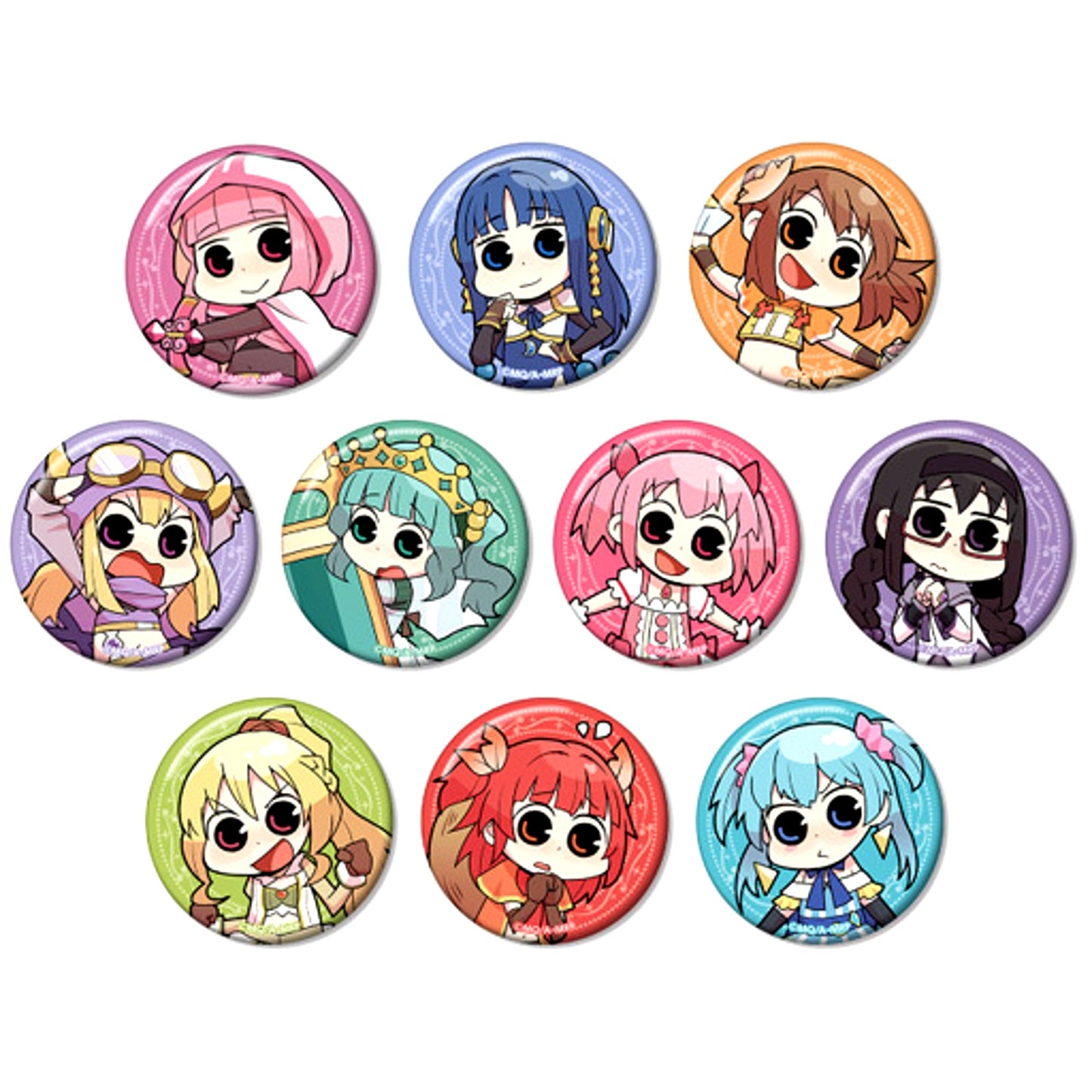 Set of 10 Magia Record Puella Magi Madoka Magica Side Story Magia Report Trading Button [USED]