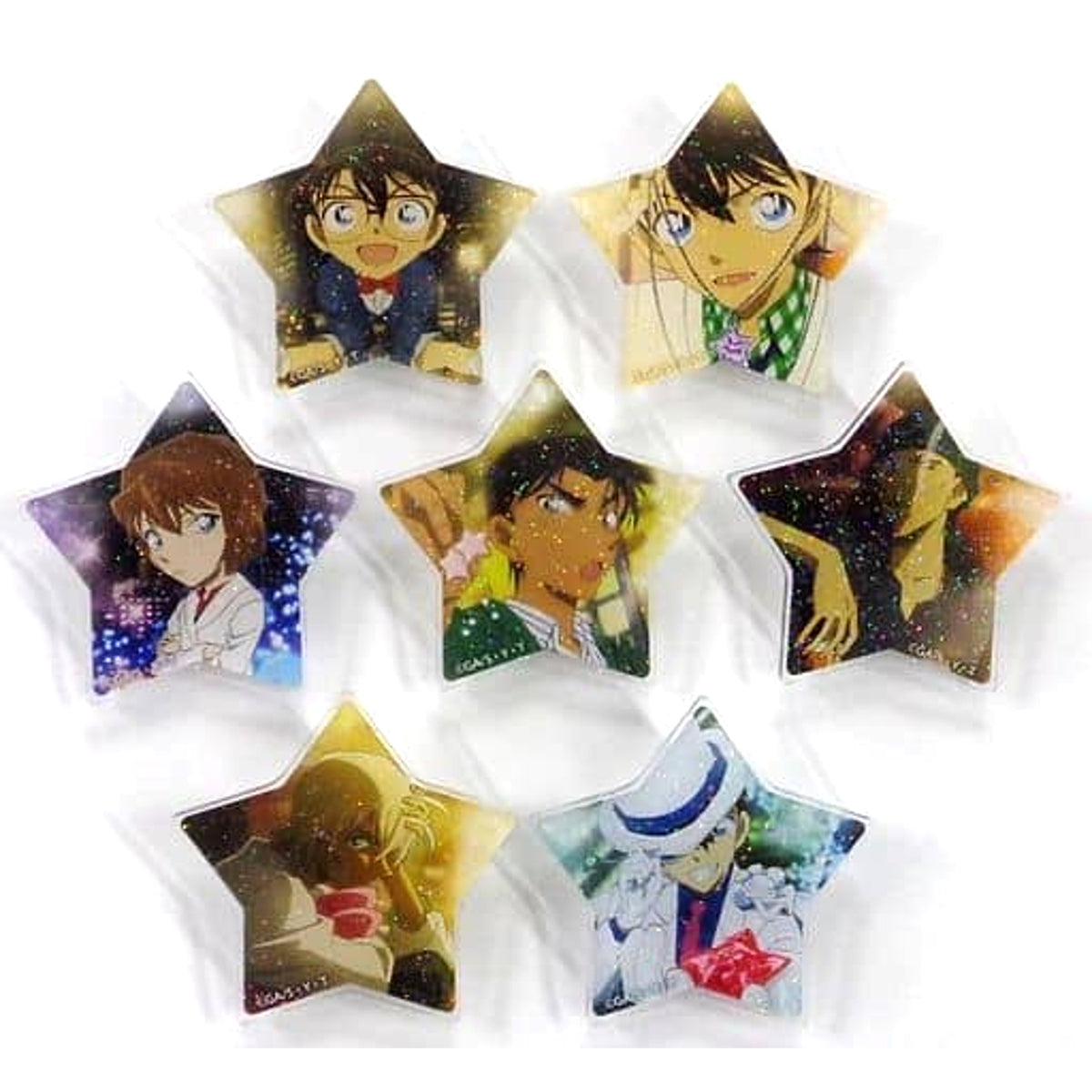 Detective Conan Conan Edogawa & Others Blind Packaged Star Glitter Acrylic Badge Star Ver. animate Girls Festival 2019 Limited All 7 Types Set Buttons [USED]