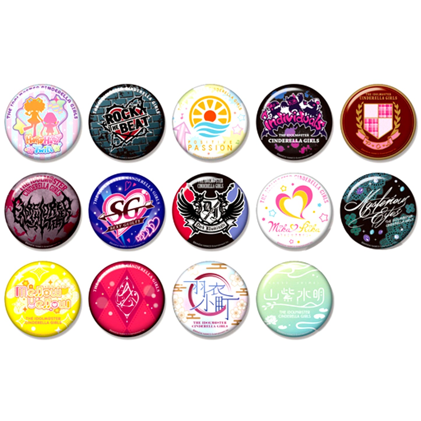Set of 14 The Idolmaster Cinderella Girls Unit Logo Trading Badge [USED]