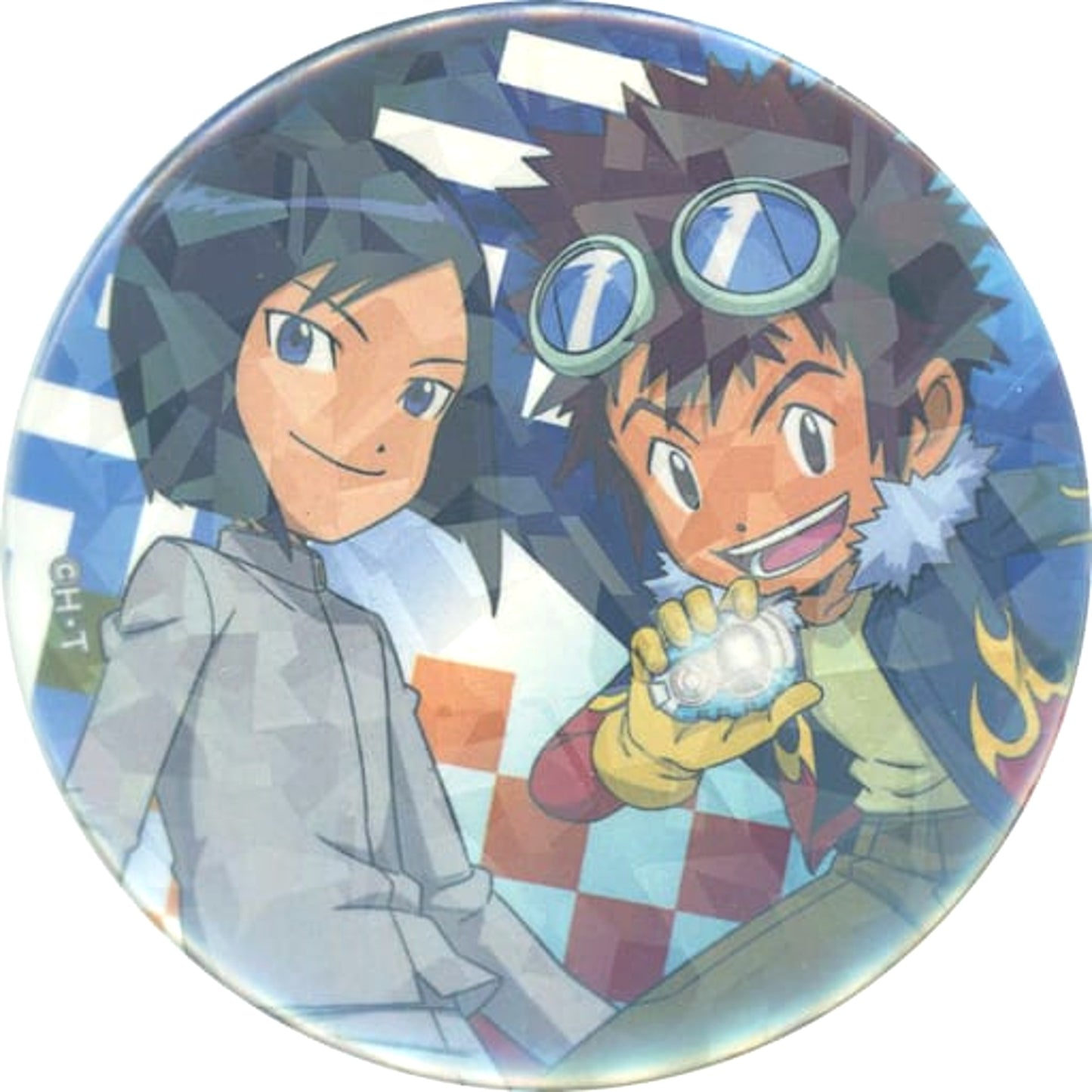 Digimon Adventure 02 Daisuke Motomiya Ken Ichijoji Digimon Adventure Series Hologram Can Badge Digimon Shop in Shibuya Parco Limited Buttons [USED]