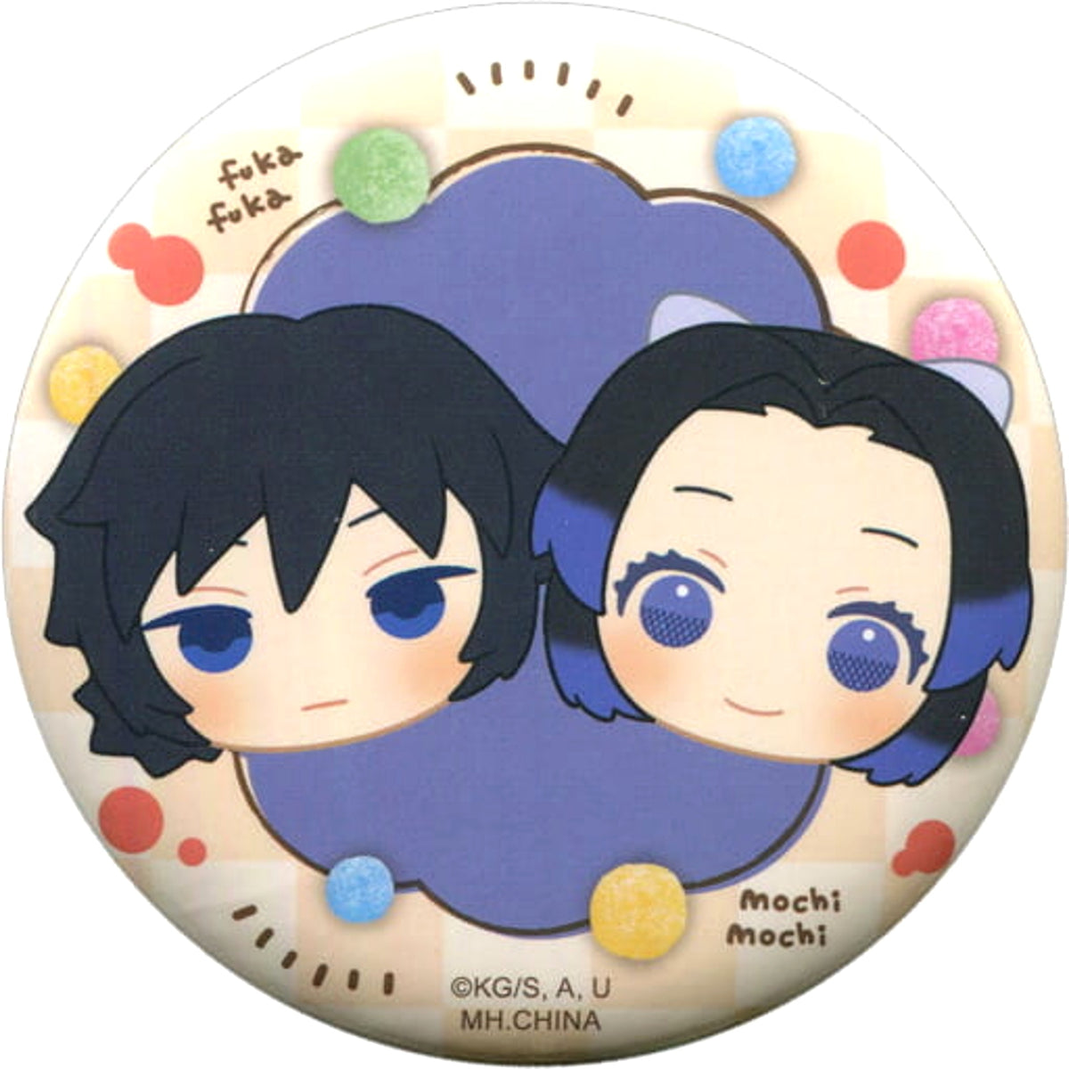 Demon Slayer: Kimetsu no Yaiba Giyu Tomiokau Shinobu Kocho Can Badge Collection Fukafuka Squeeze Pan Edition Buttons [USED]
