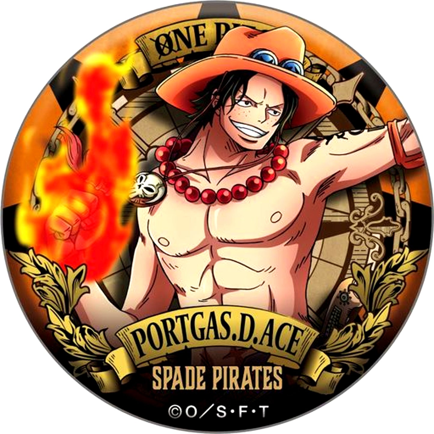 Portgas D. Ace Spade Pirates One Piece Ultimate Crew Big Button [USED]