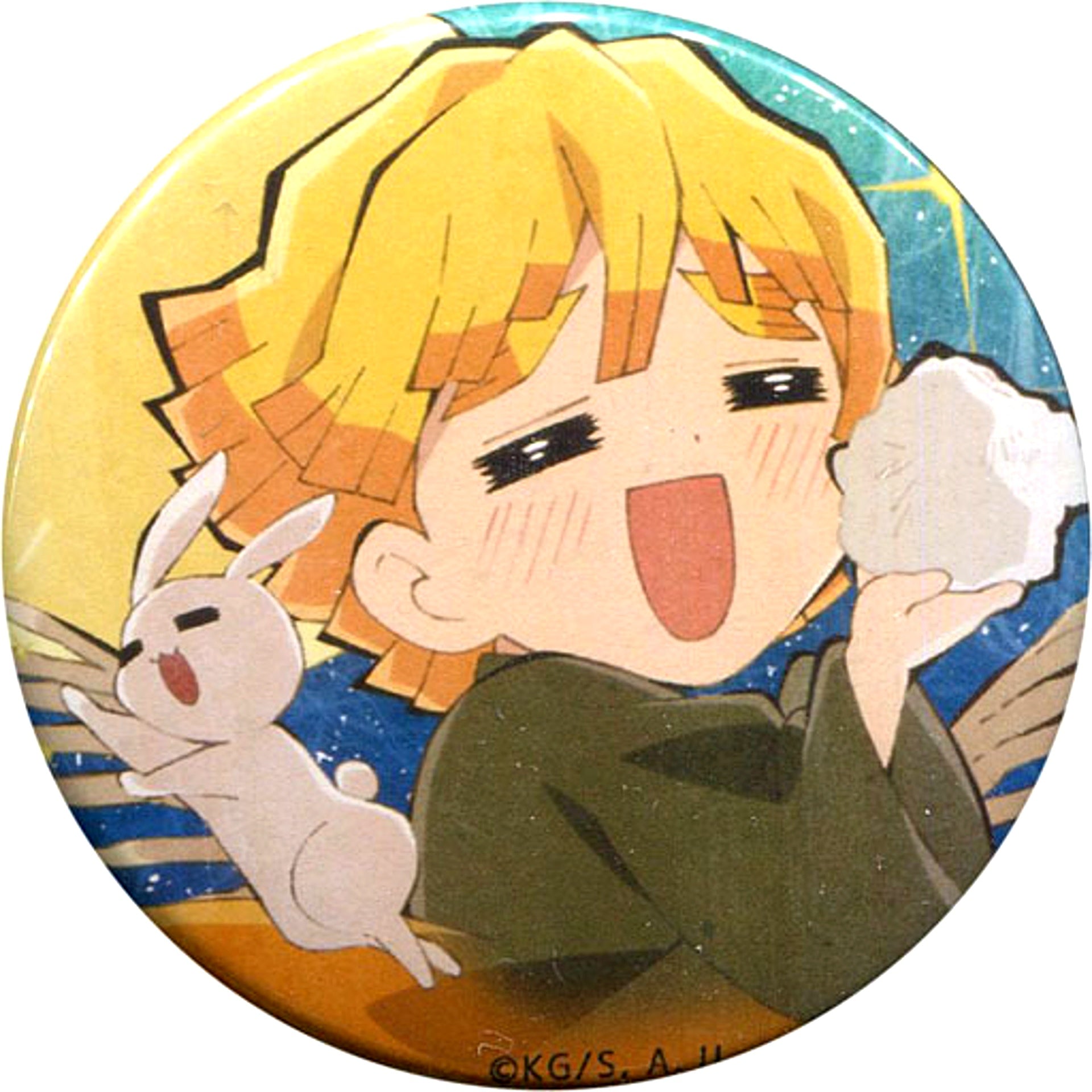Zenitsu Agatsuma Demon Slayer Cafe x ufotable Cafe Otsukimi Event 57mm Random Button [USED]